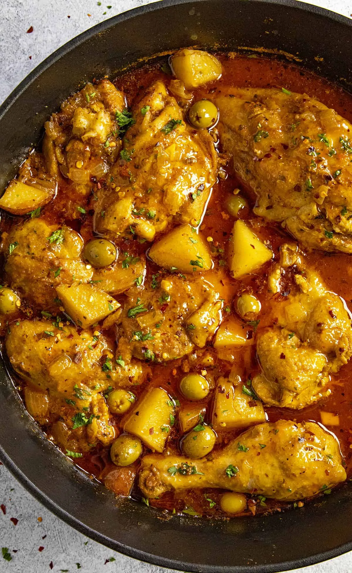Pollo Guisado Recipe (Chicken Stew) in a pot