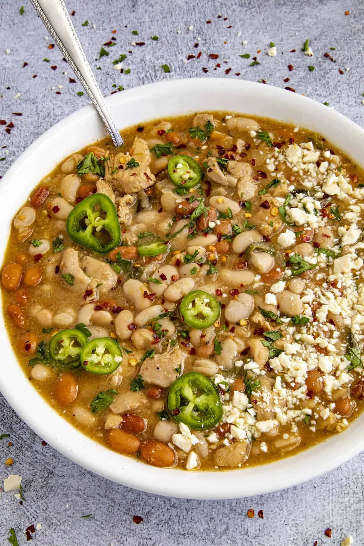 A bowl of White Chicken Chili