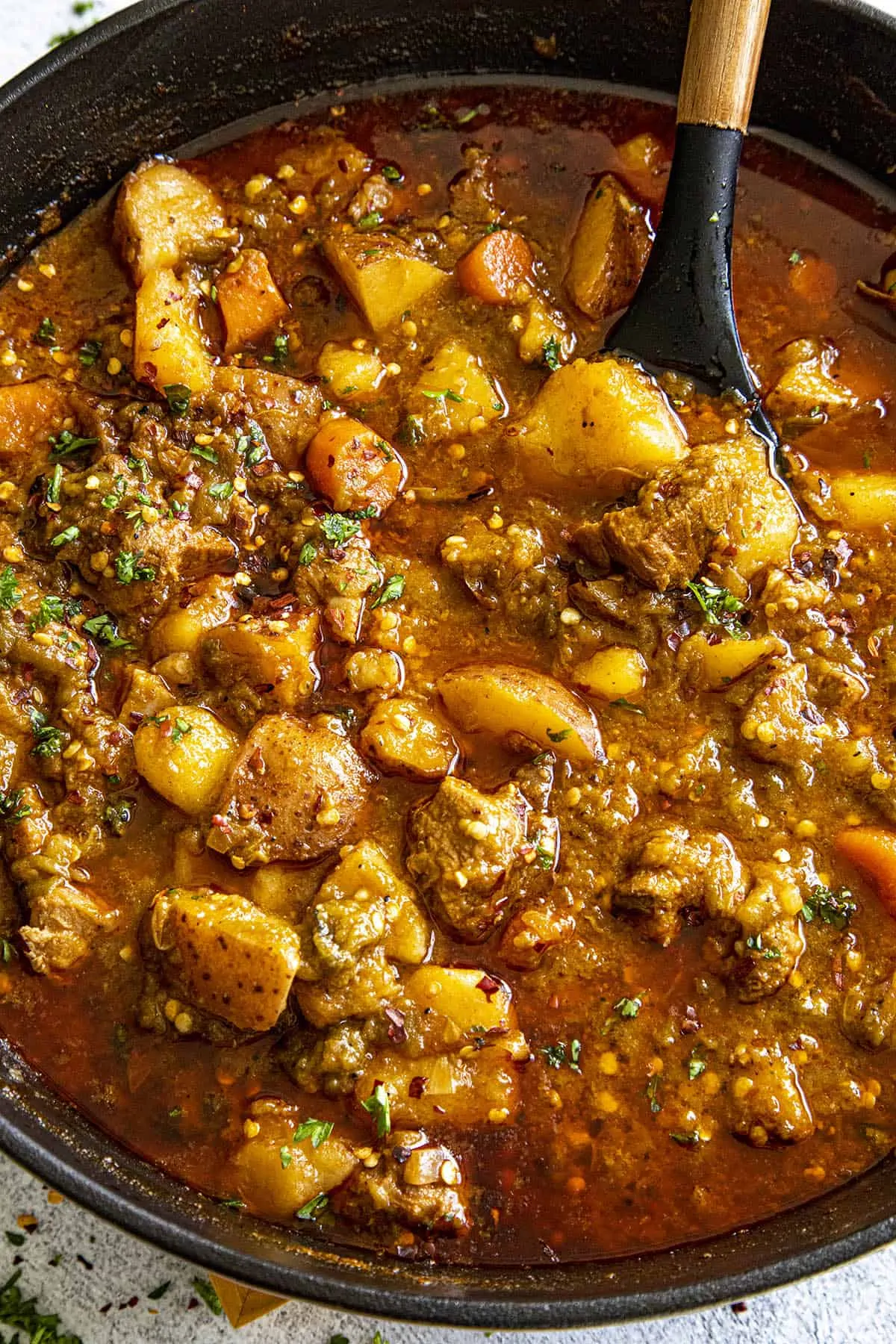 Green Chili Stew made with Pork.