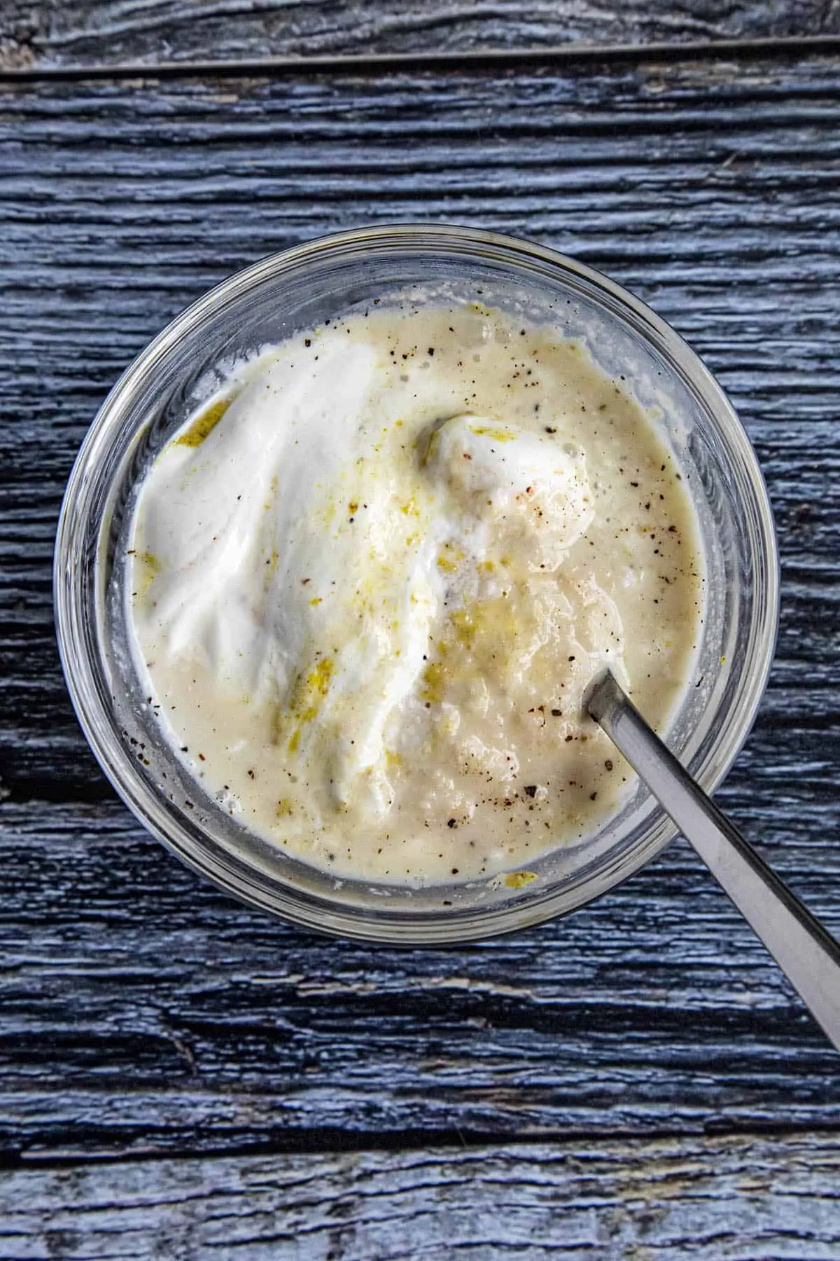 Mixing together Horseradish Cream Sauce