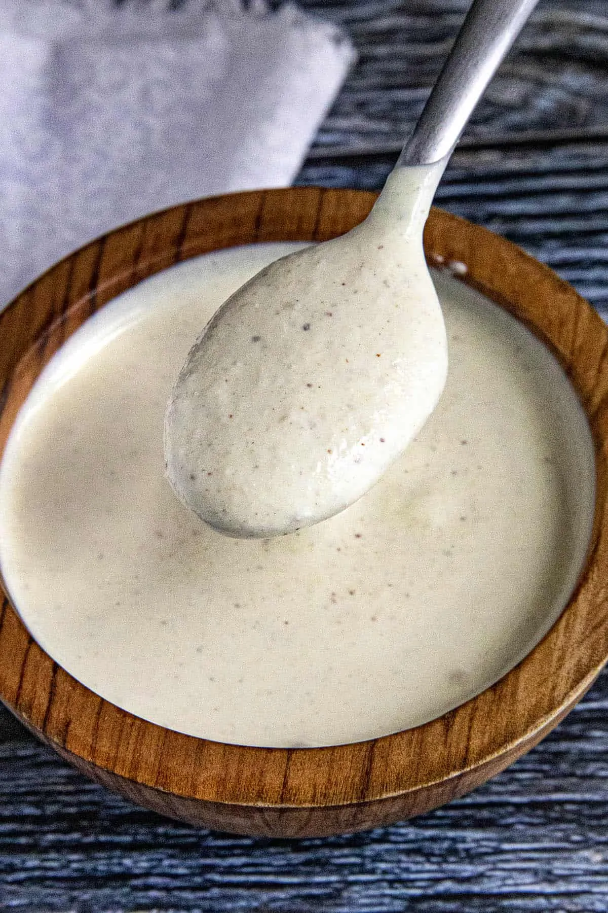 Horseradish Cream Sauce on a spoon