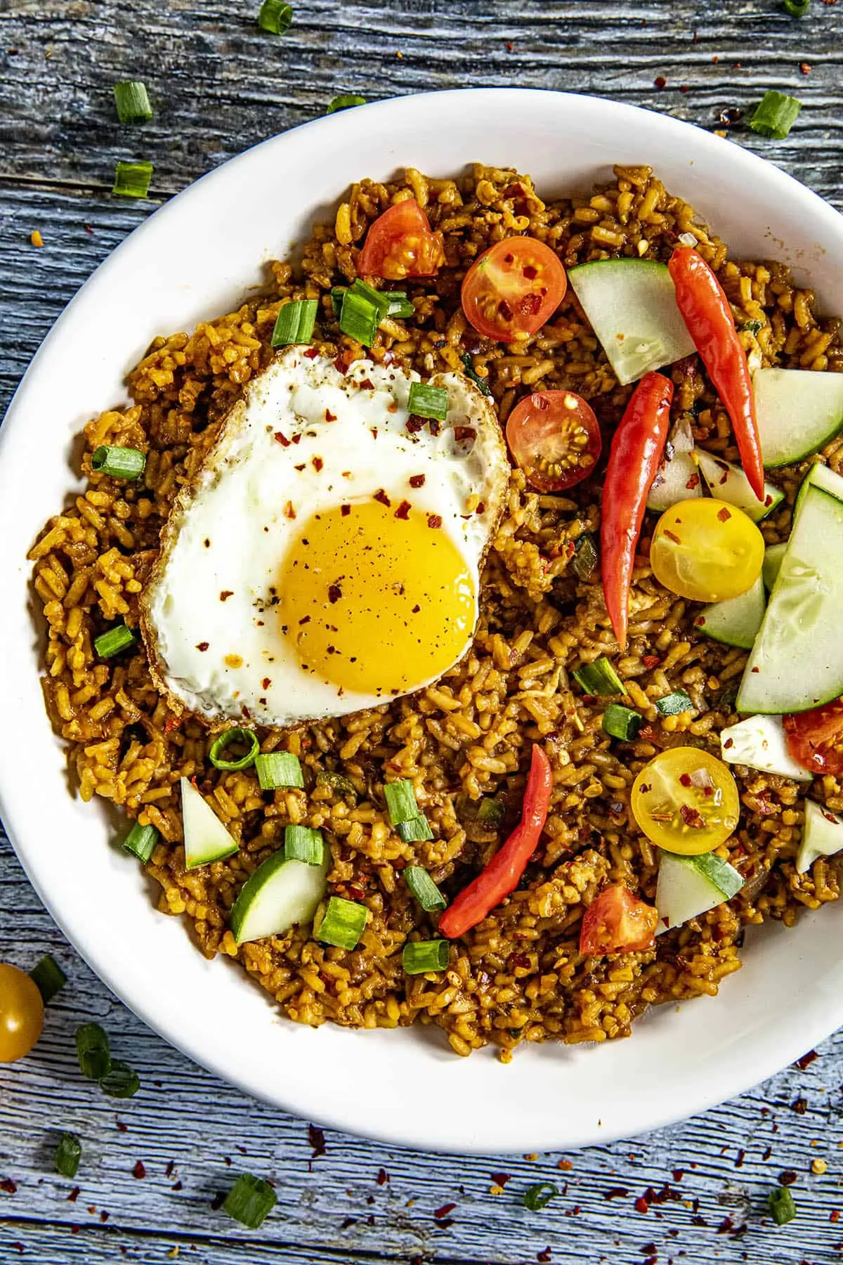 Indonesian Fried Rice (Nasi Goreng) in a bowl