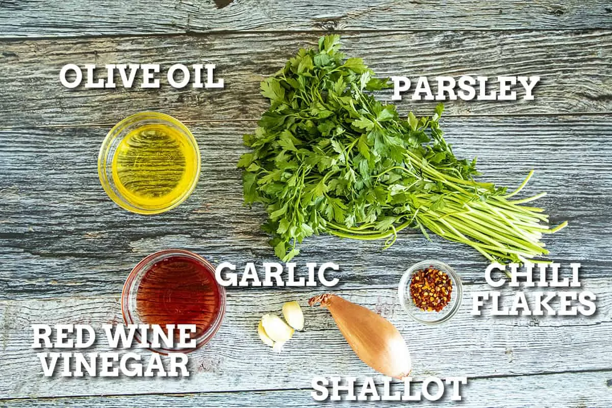 Chimichurri Ingredients on a table.