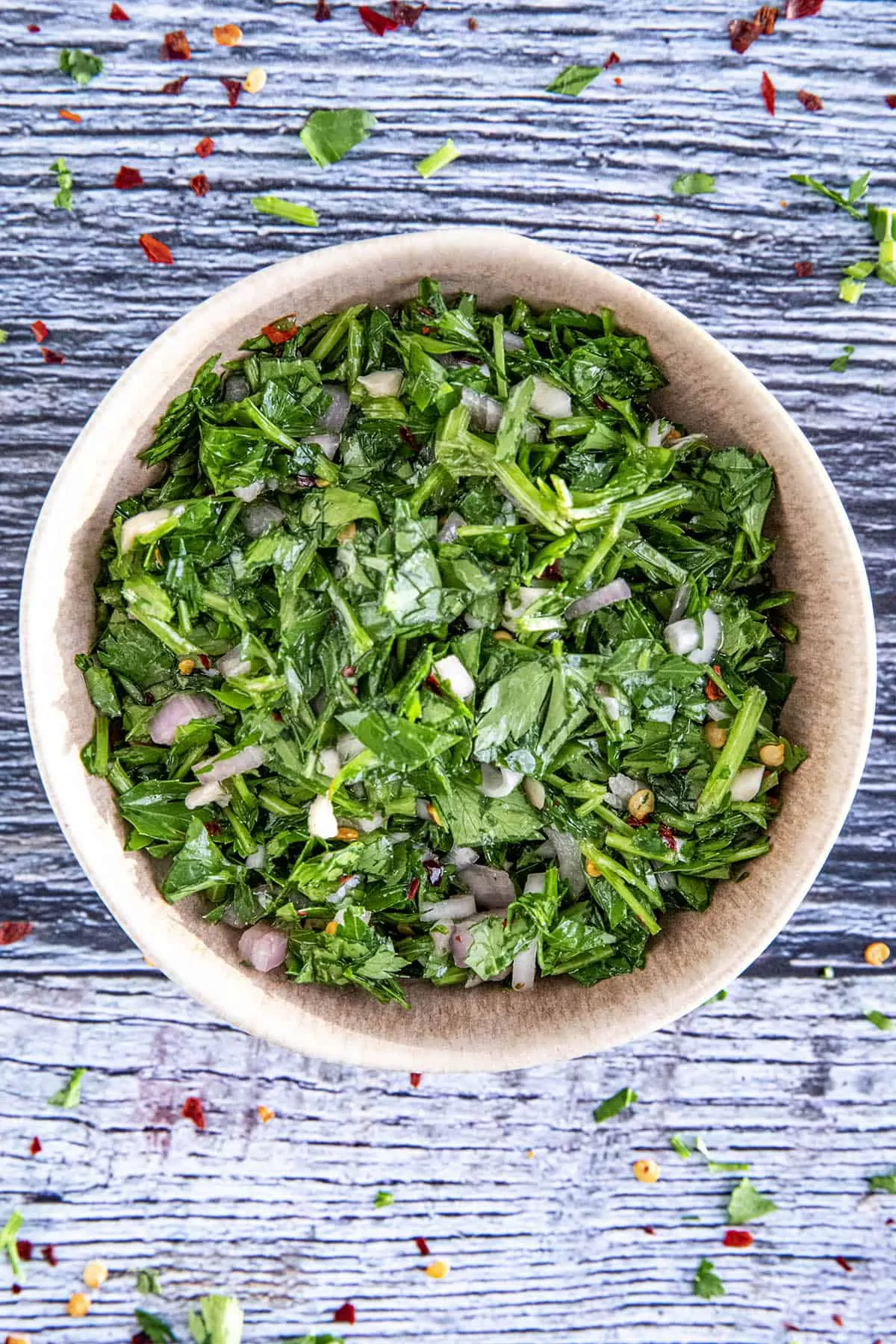 Chimichurri in a bowl.