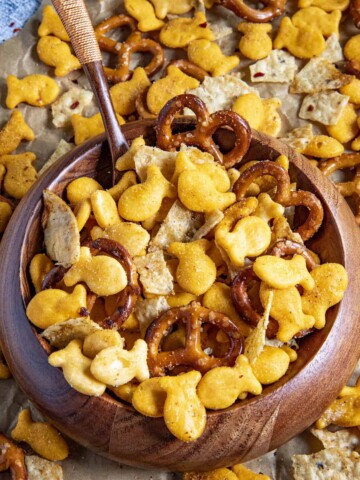 Homemade Spicy Snack Mix looking good.