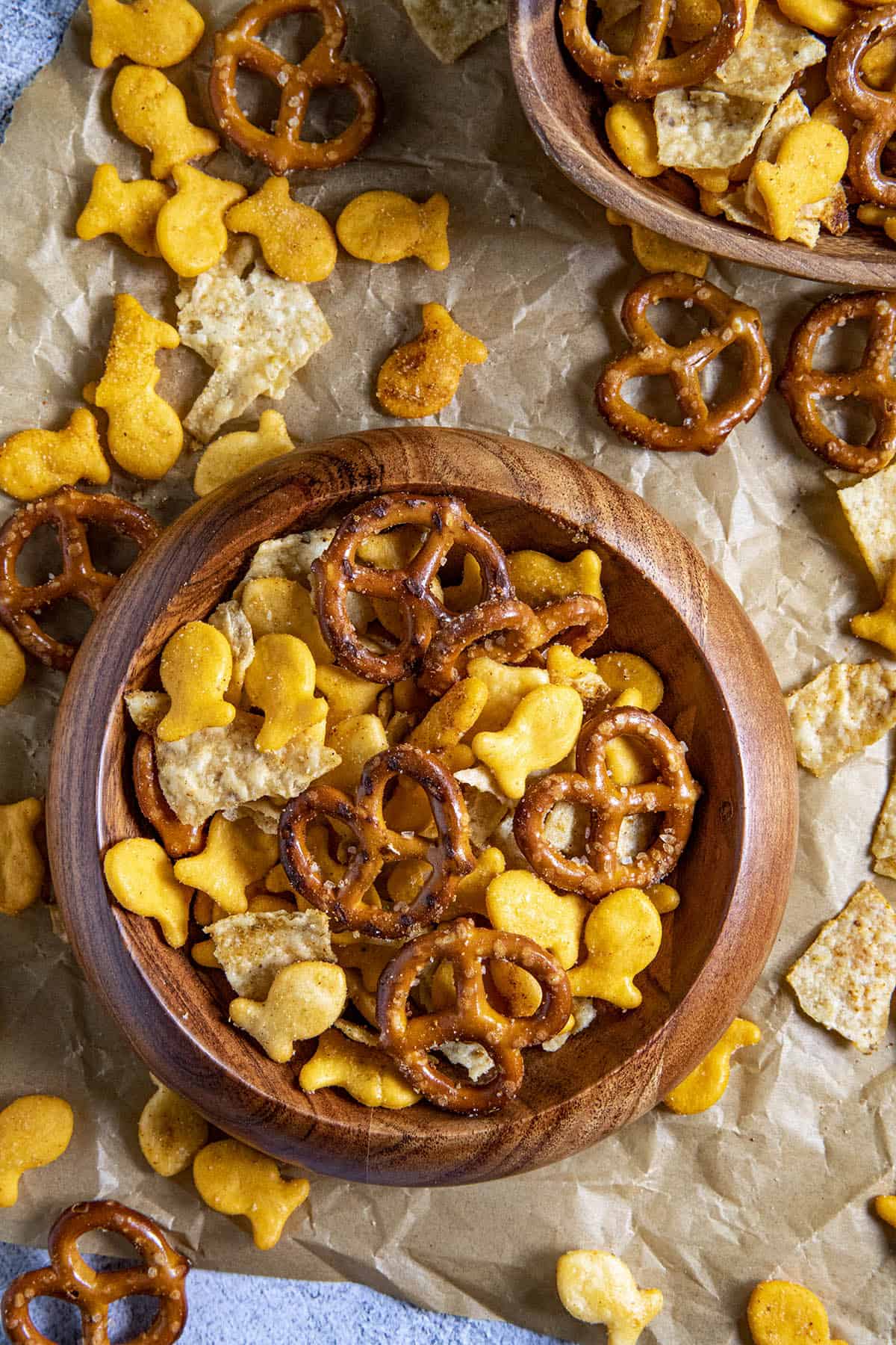 Homemade Spicy Snack Mix in a bowl.