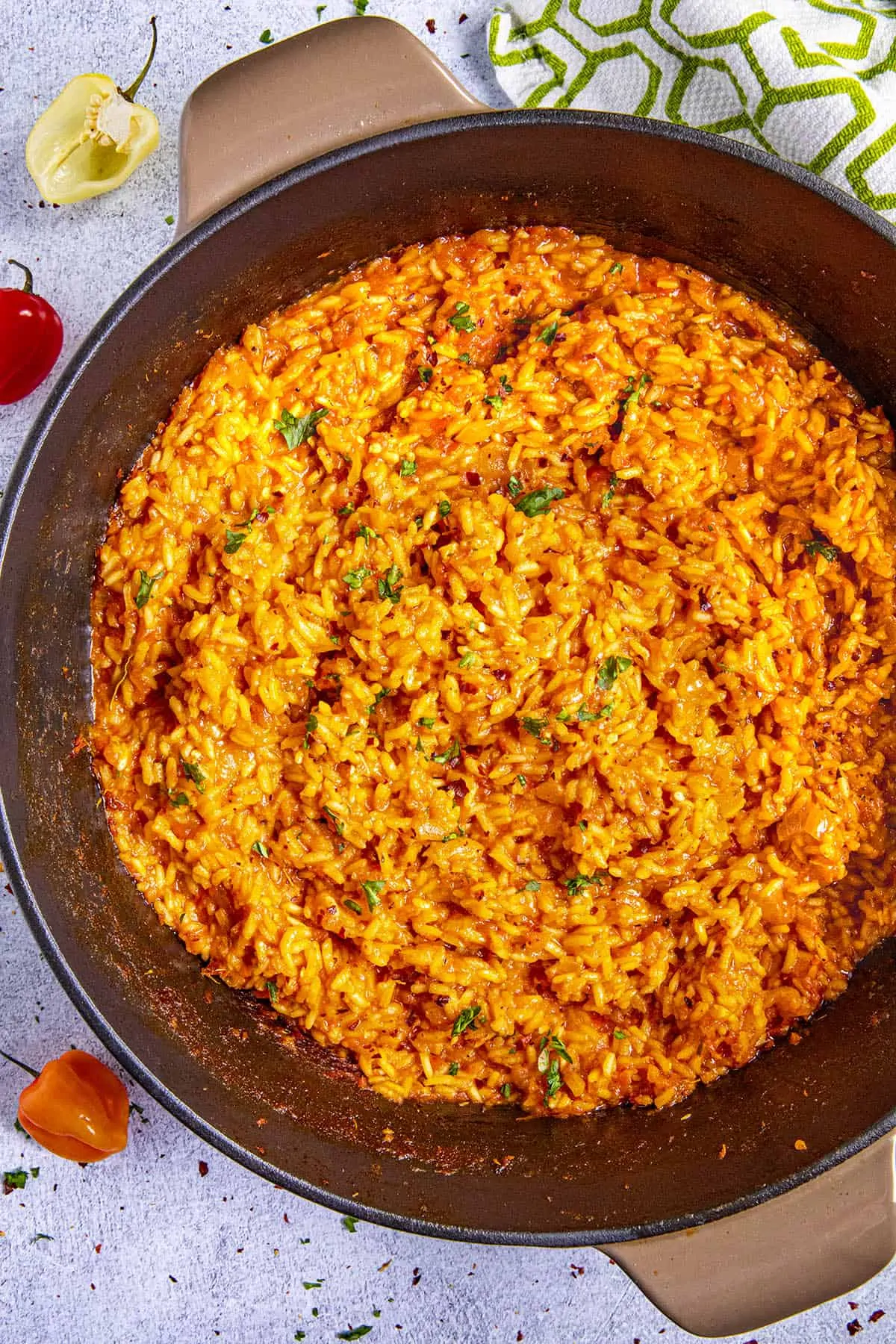 Jollof Rice in a pot, ready to serve