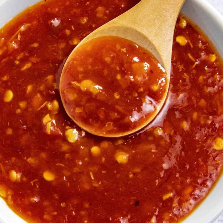 A spoonful of the Nam Prik Pao Thai Chili Paste.