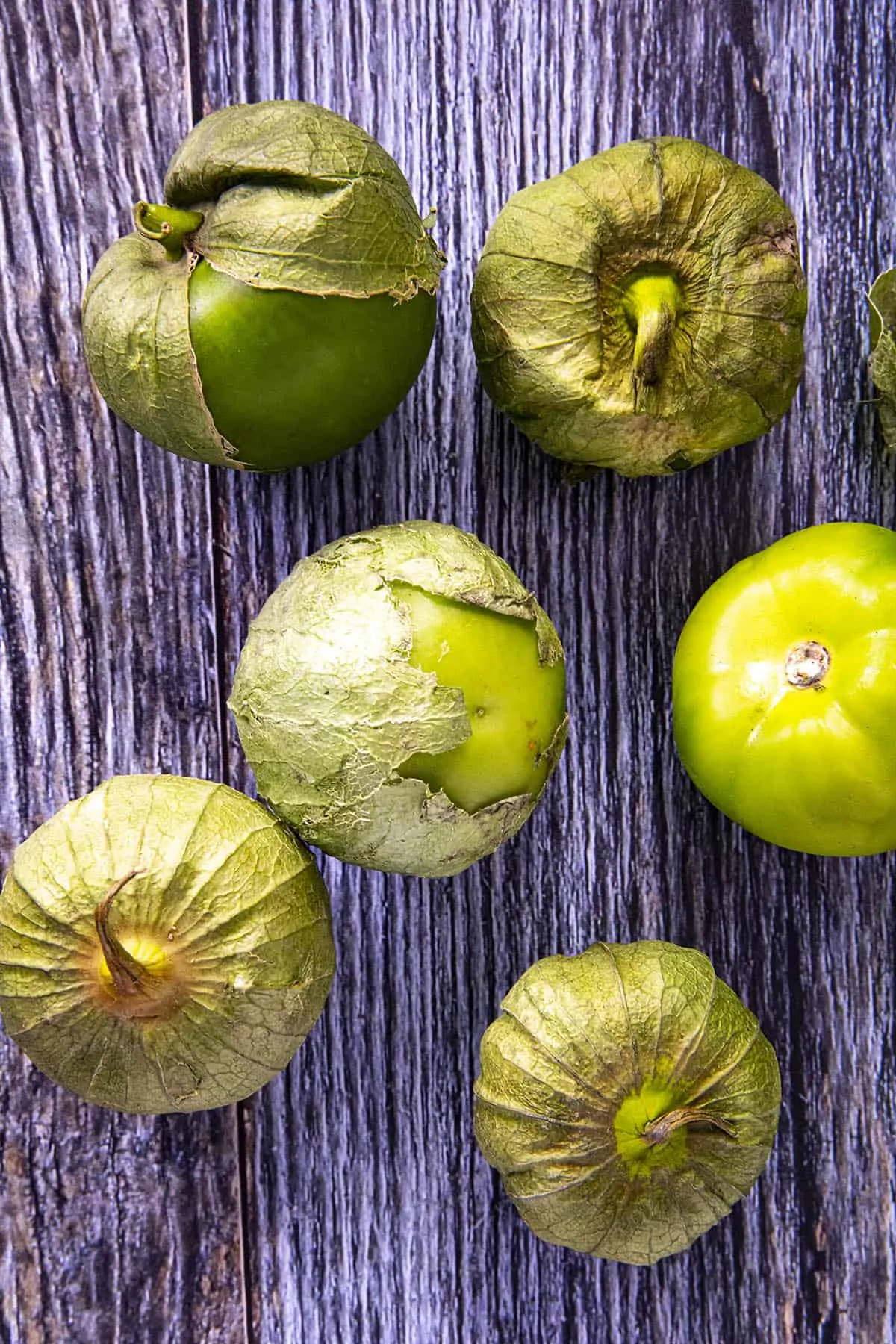 A bunch of tomatillos, ready for cooking