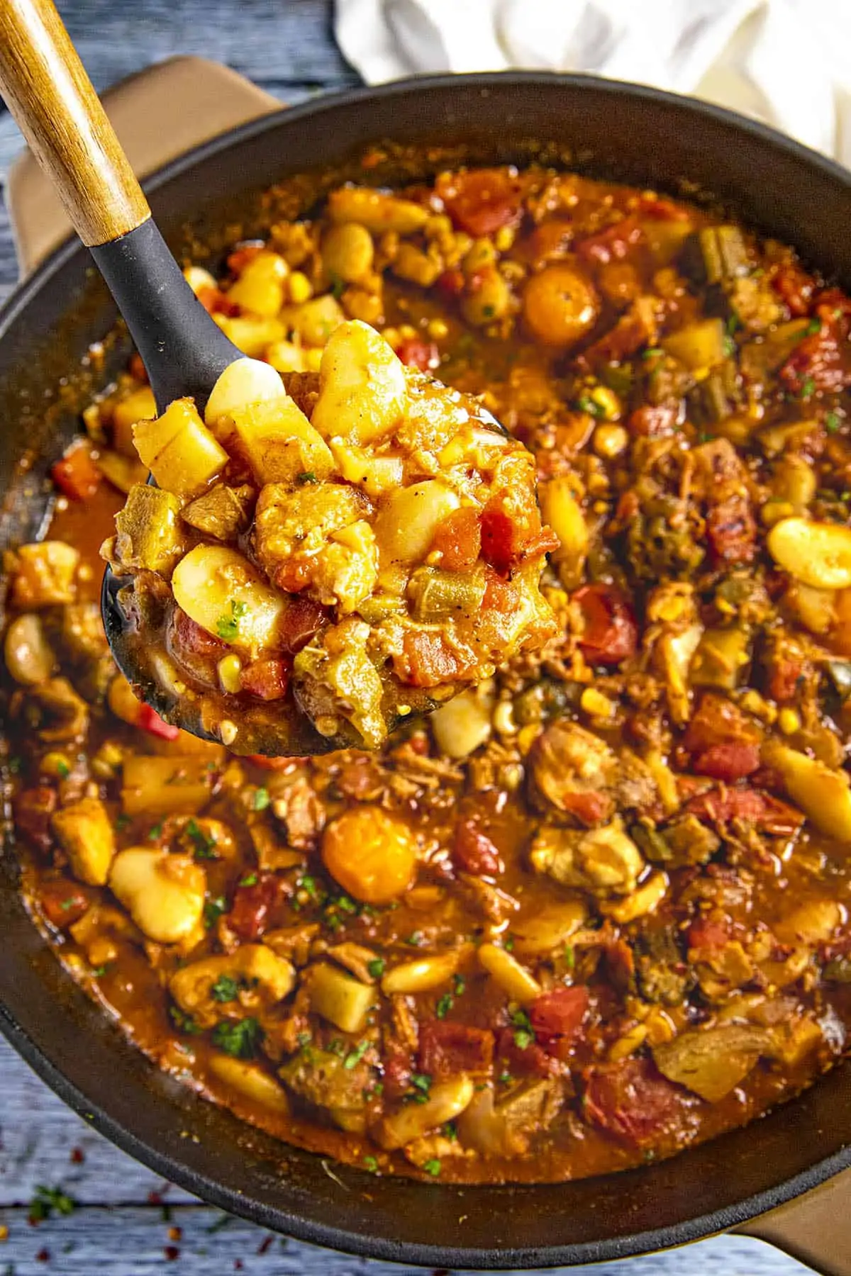 A big scoop of Brunswick Stew.