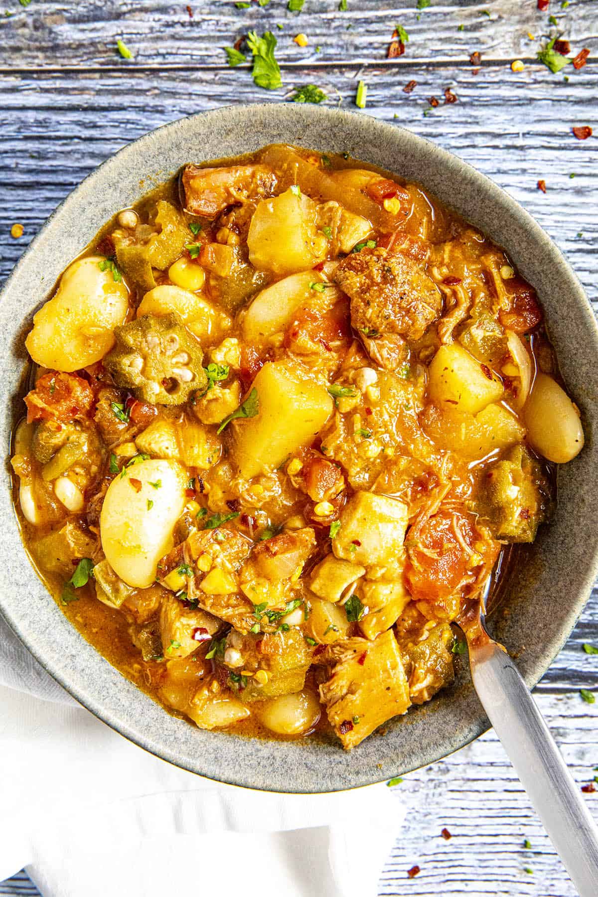 Brunswick Stew in a bowl, ready to serve.