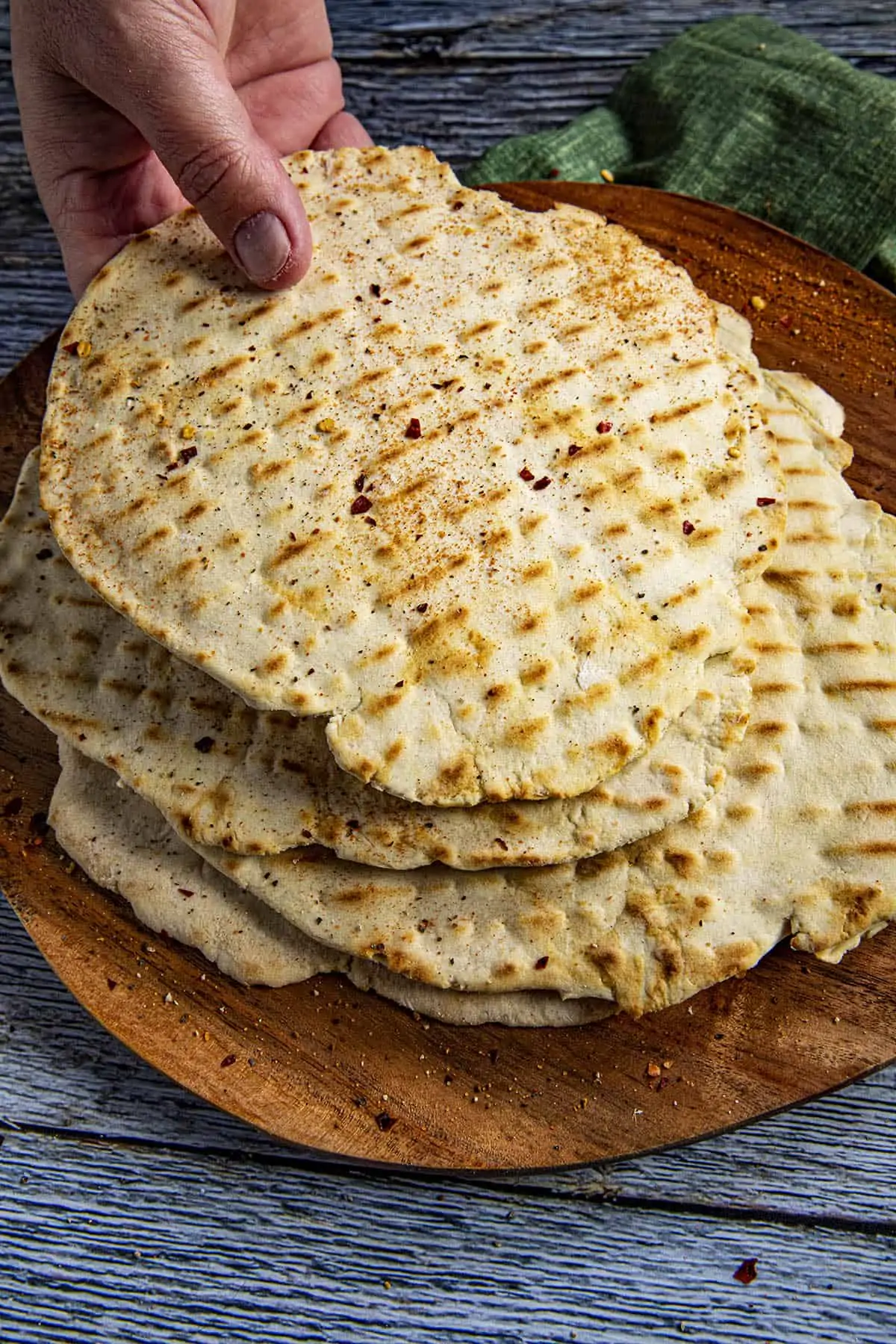 Flatbread stacked and served