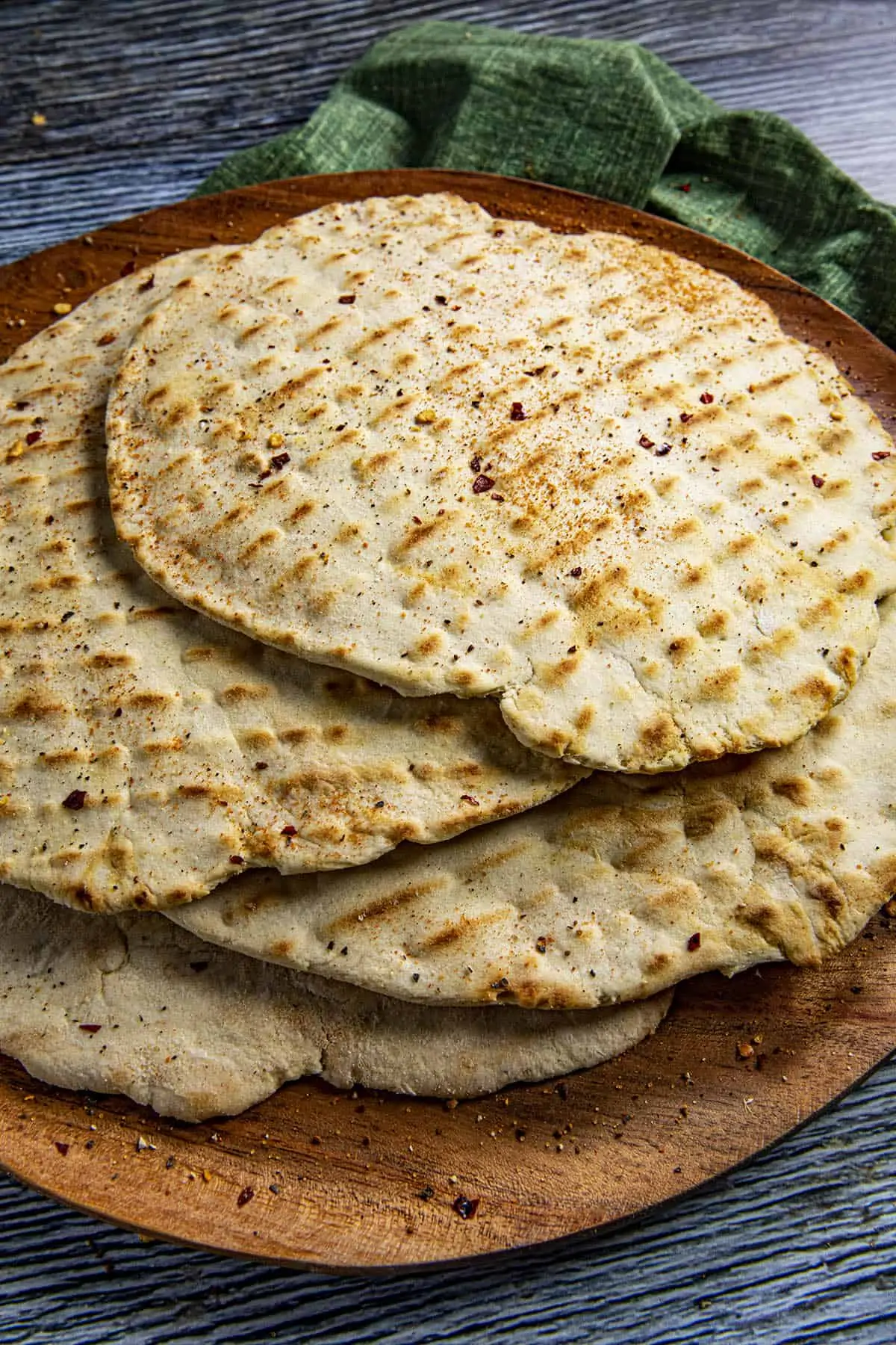 A stack of Flatbreads on a plate.