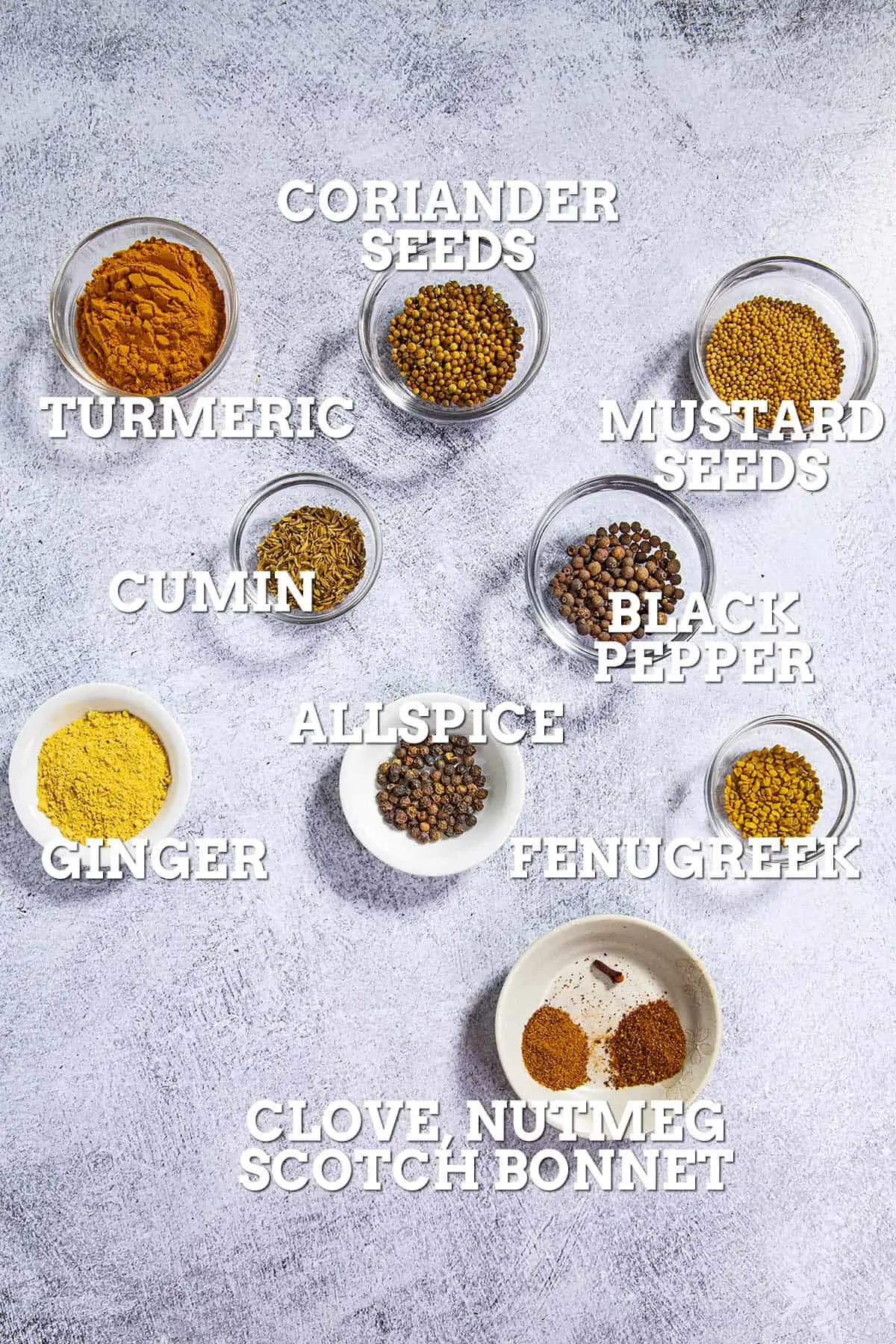 Jamaican Curry Powder ingredients.