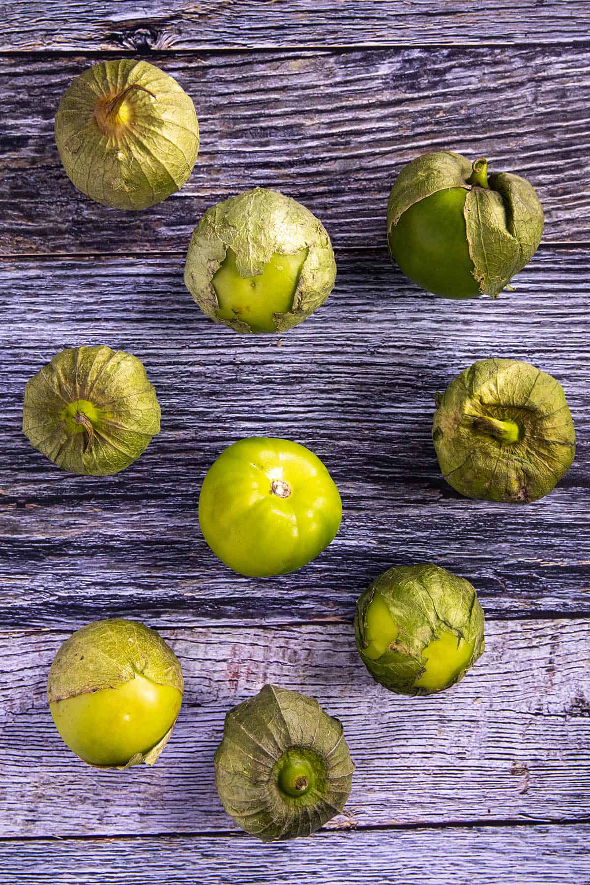 Fresh tomatillos for making Spaghetti Verde