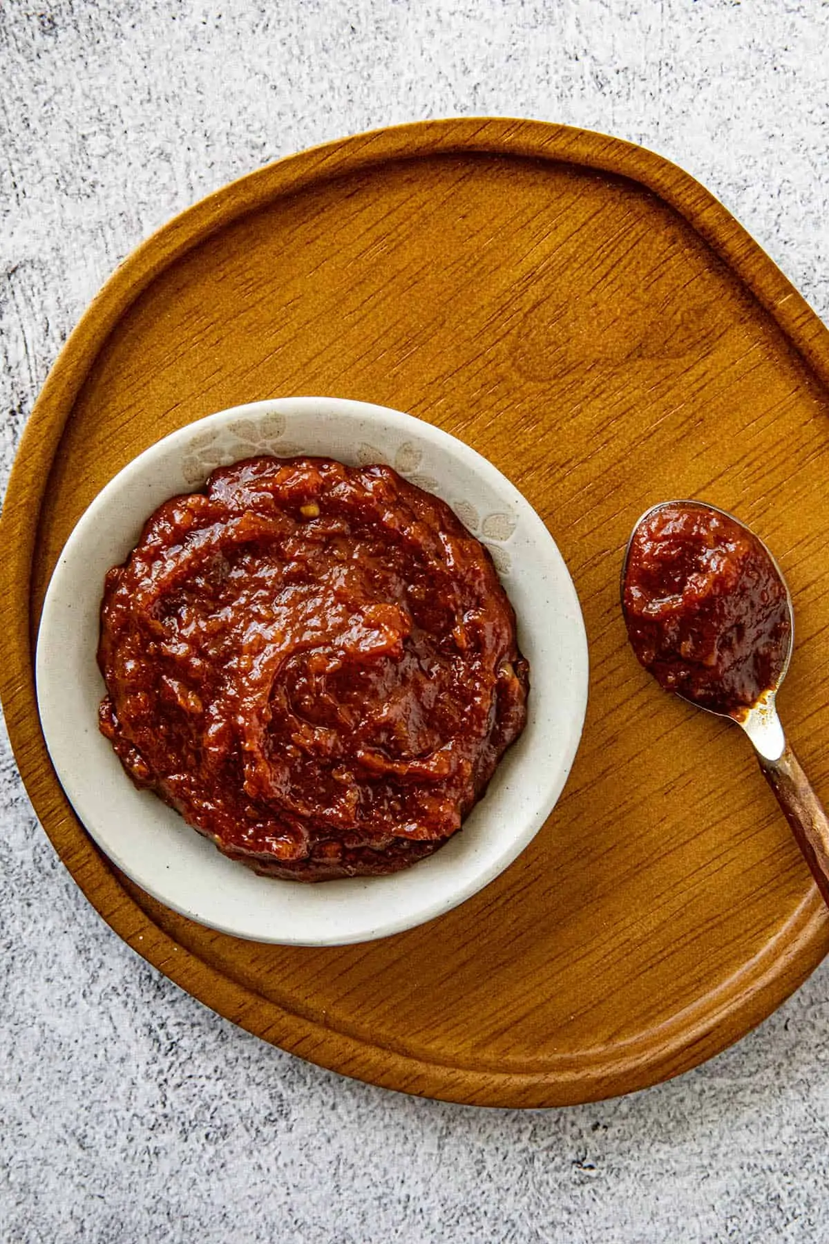 Ssamjang in a bowl with a spoon