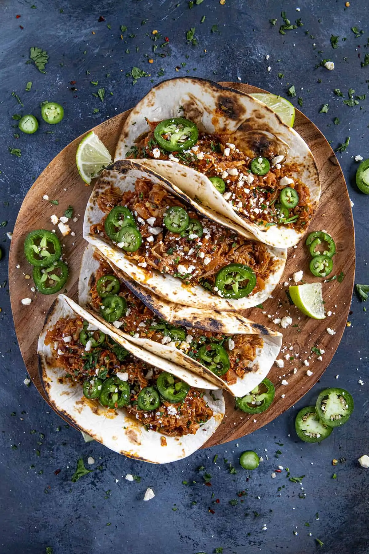 Chicken Tinga Tacos on a serving platter