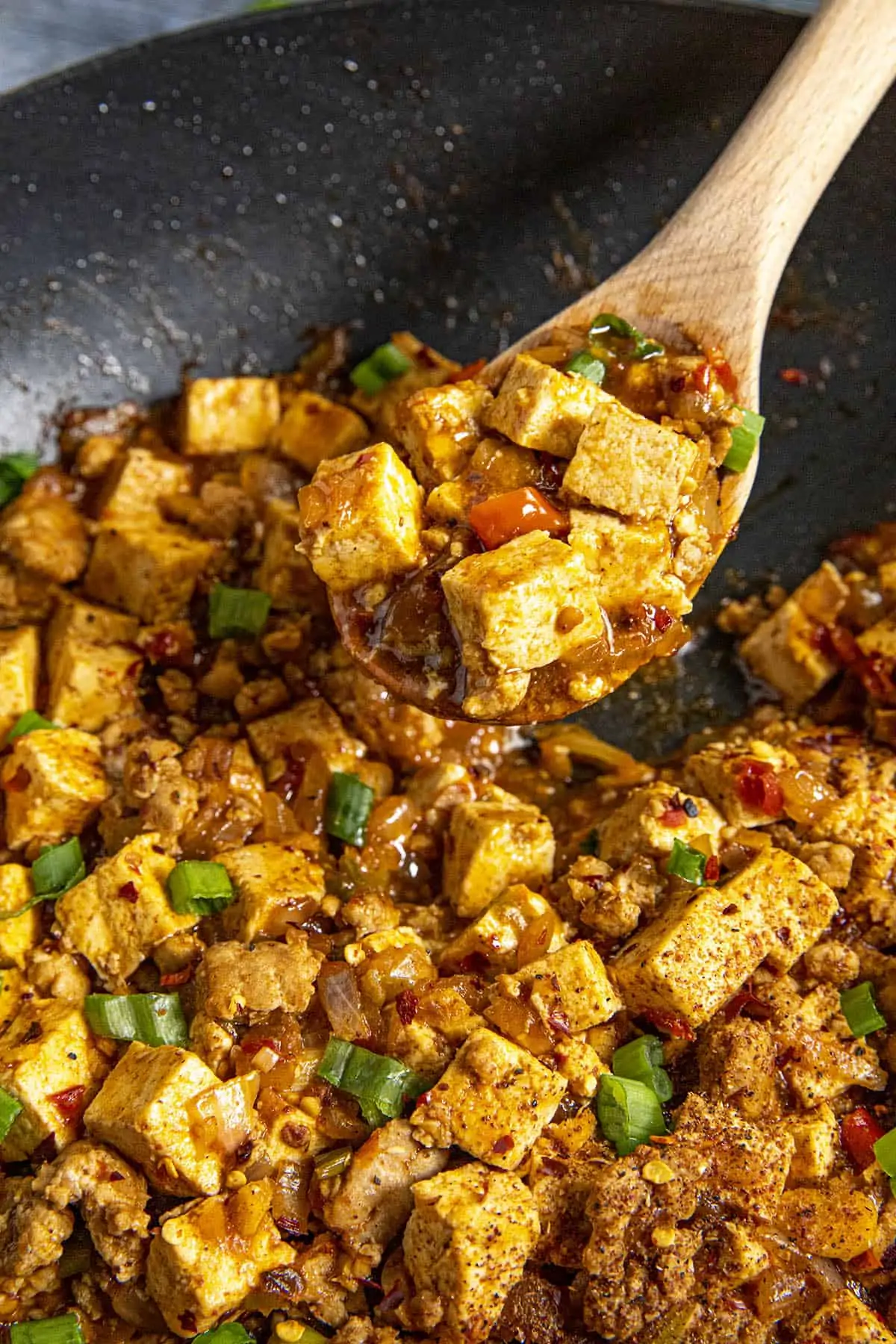 Mapo Tofu in a big skillet