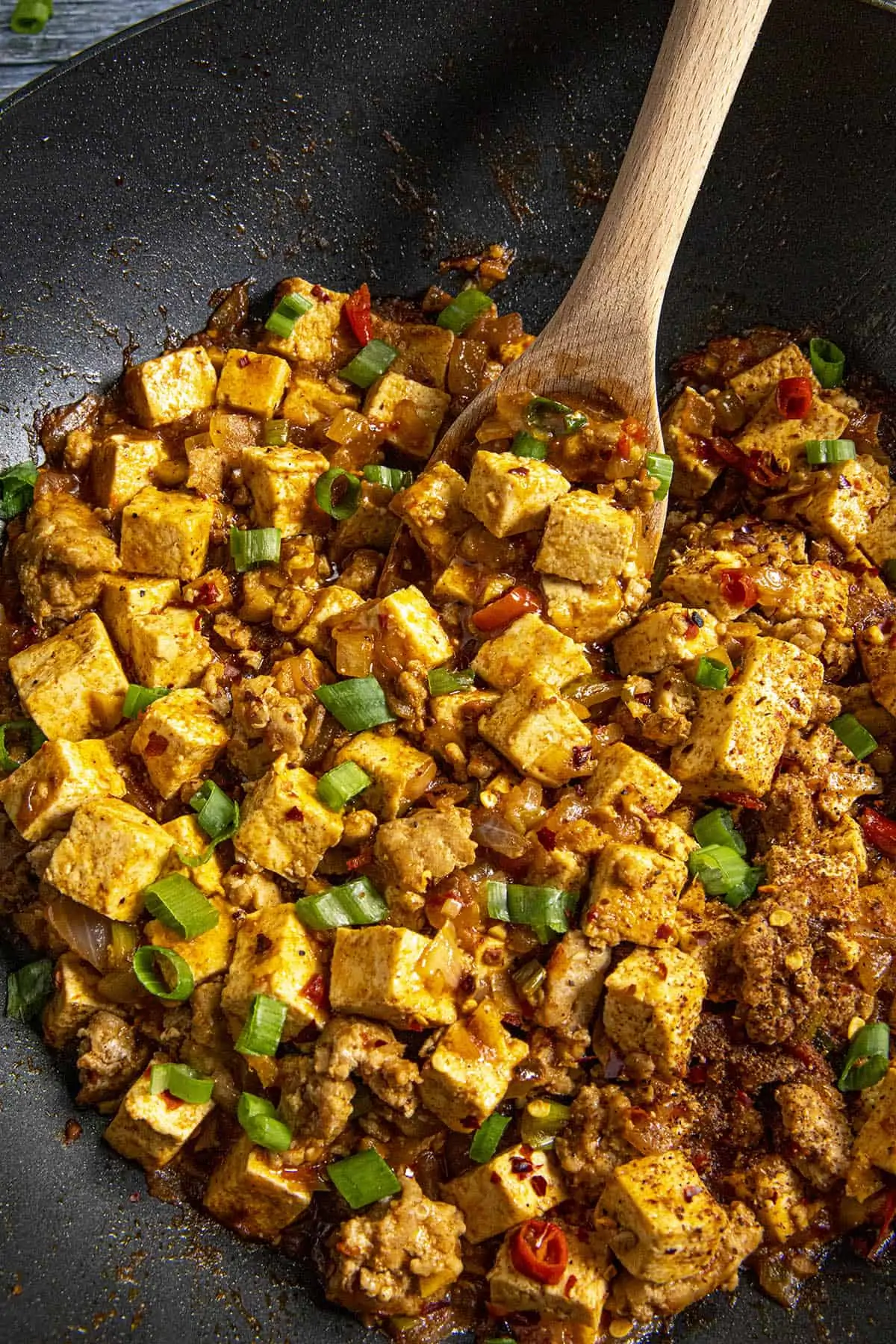 A spoonful of Mapo Tofu.