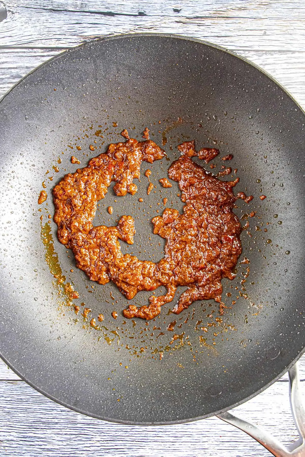 Cooking the chili paste.