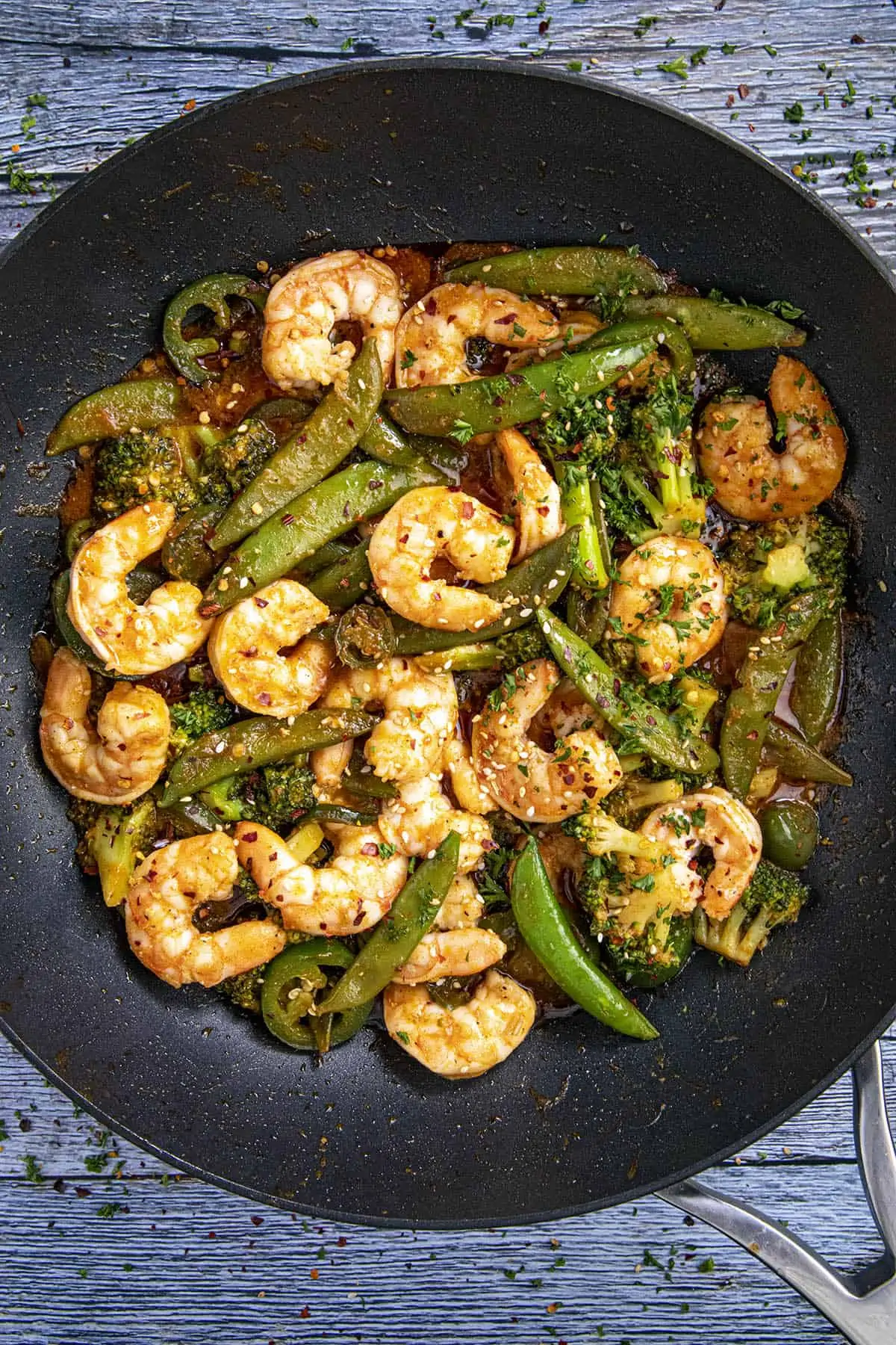 Spicy Shrimp Stir Fry ready to serve