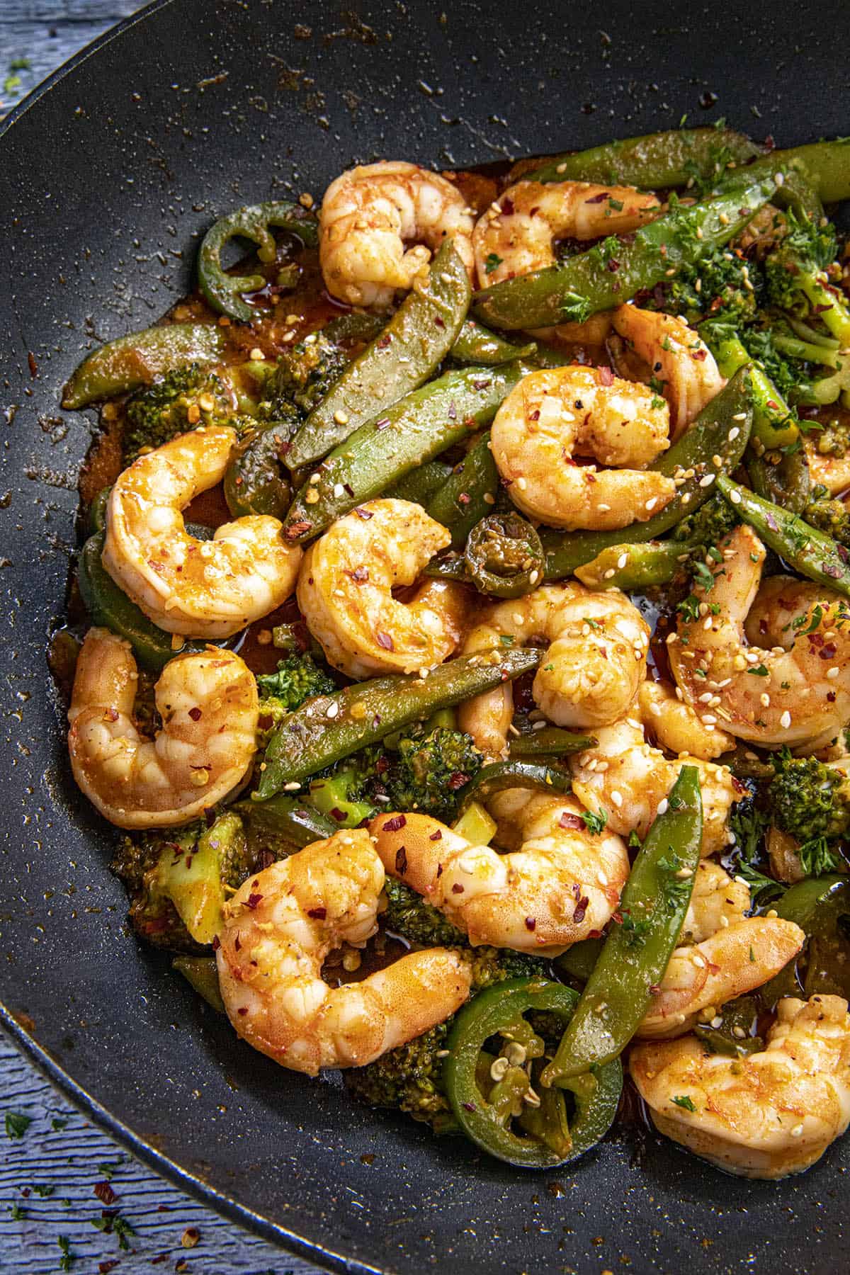 Spicy Shrimp Stir Fry Recipe in a wok