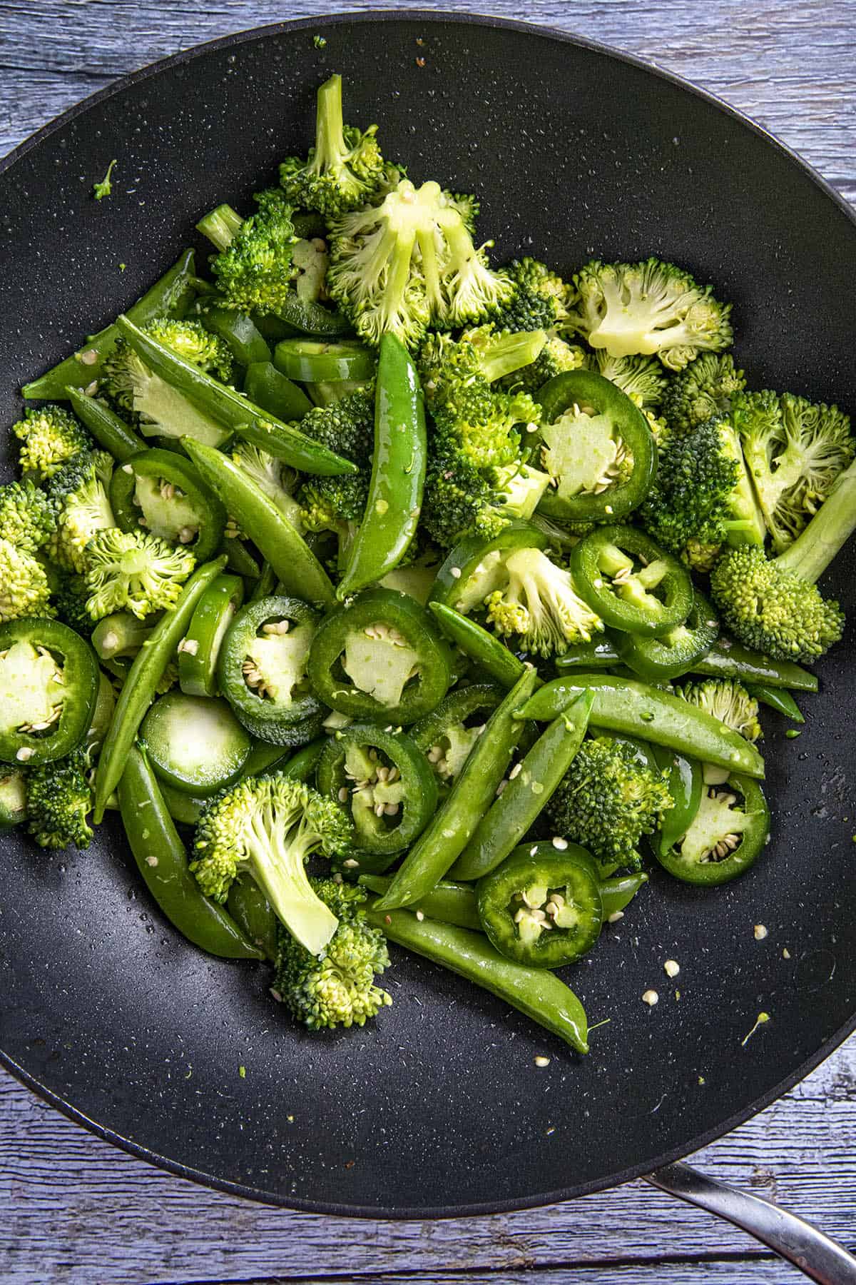 Cooking the vegetables in the wok