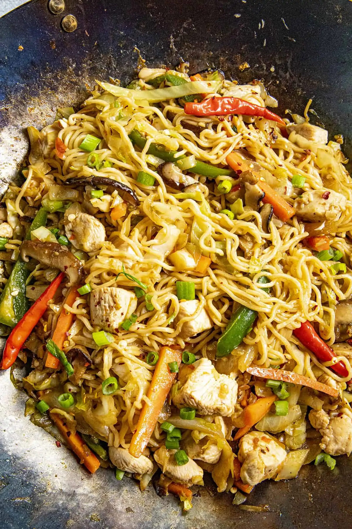 Yakisoba Noodles in a hot wok