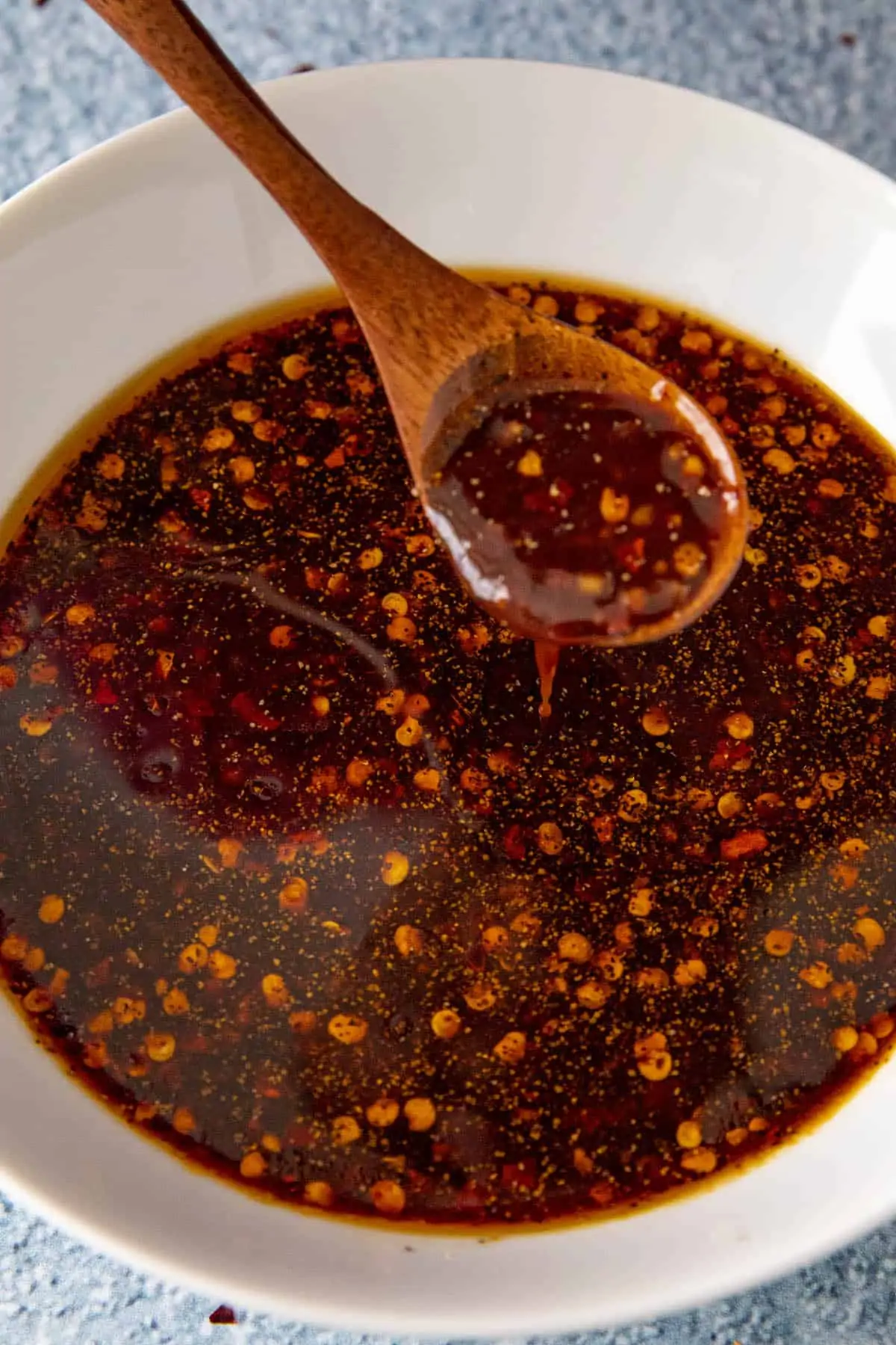 Bulgogi Sauce dripping from a spoon