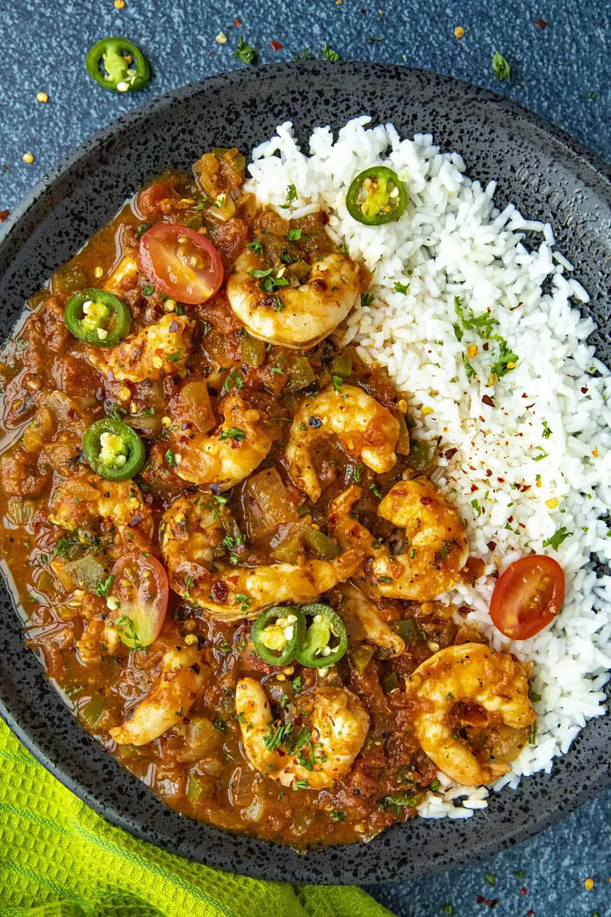 Spicy Cajun Shrimp served over rice