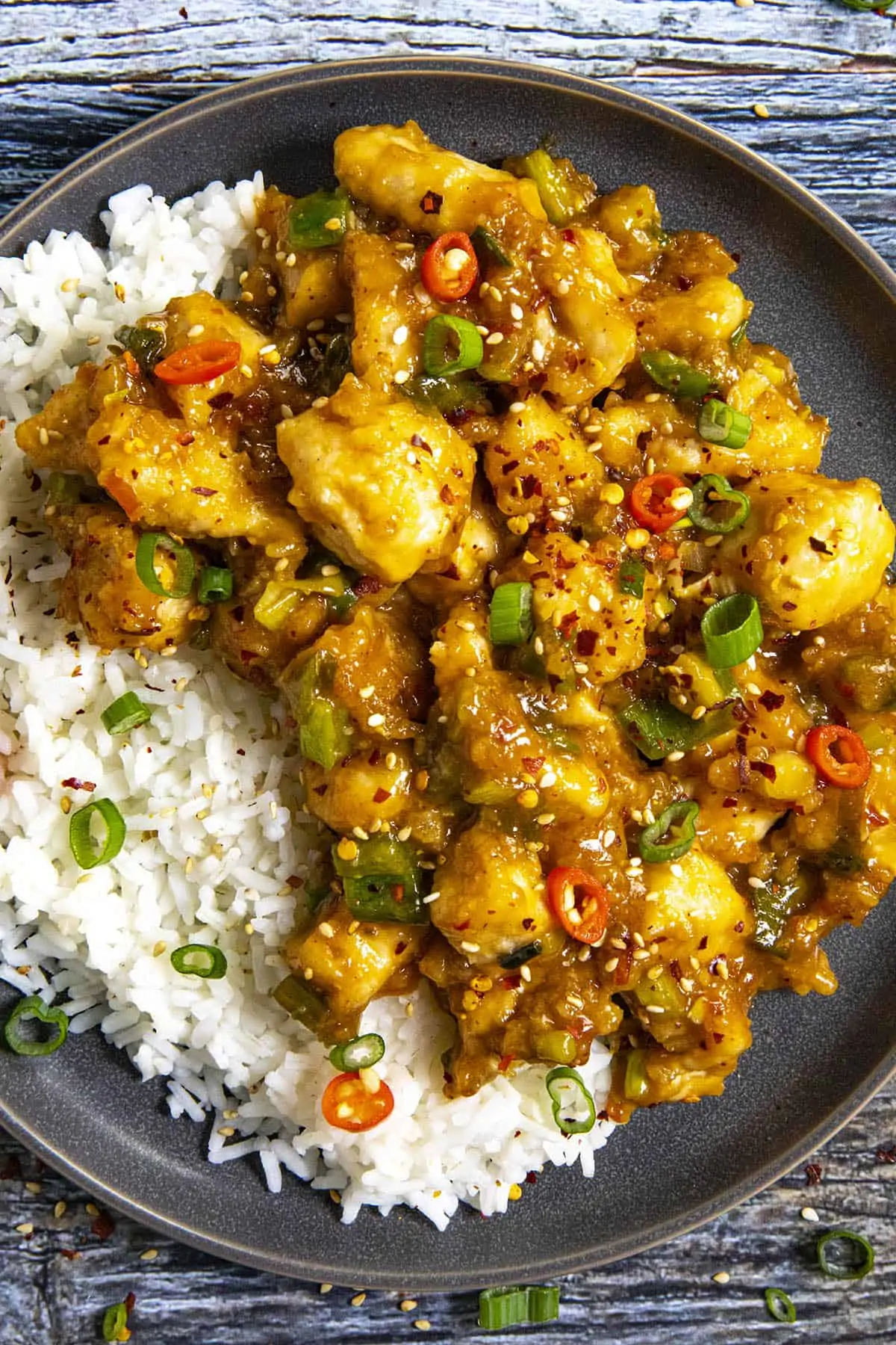 General Tsos Chicken on a plate.