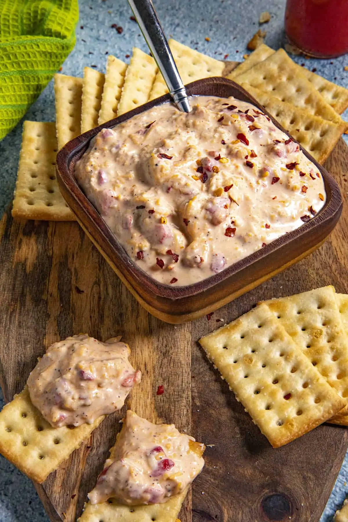 Pimento Cheese on a serving board