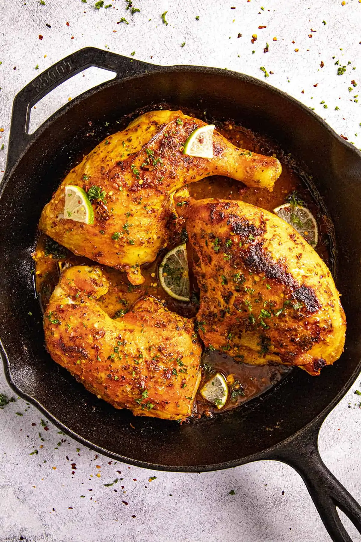 Pollo Asado (Mexican roast chicken) in a pan
