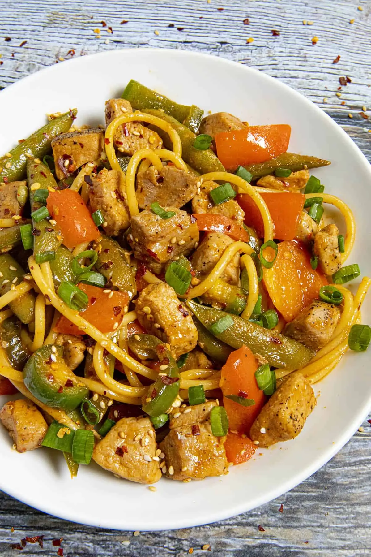 Spicy Pork Stir Fry in a bowl.