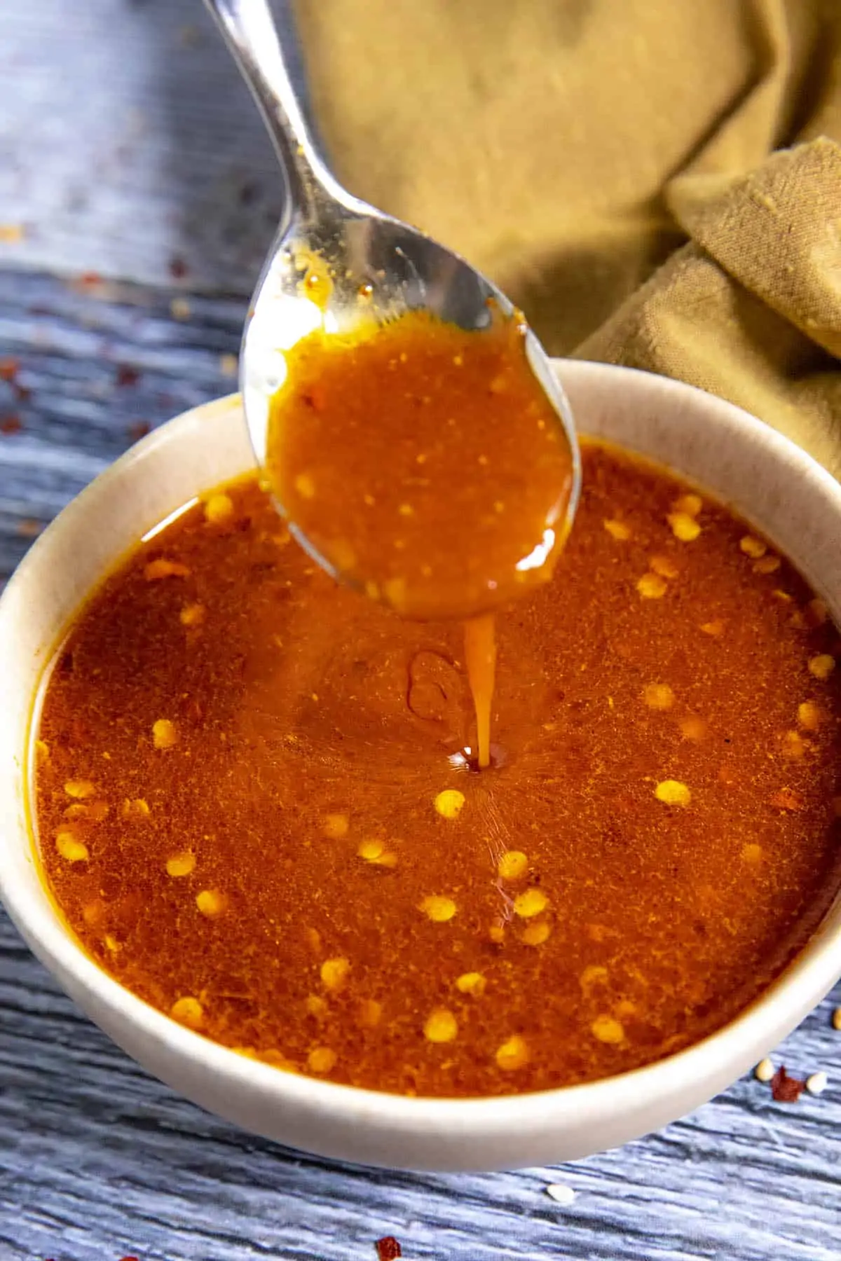 Stir Fry Sauce dripping from a spoon