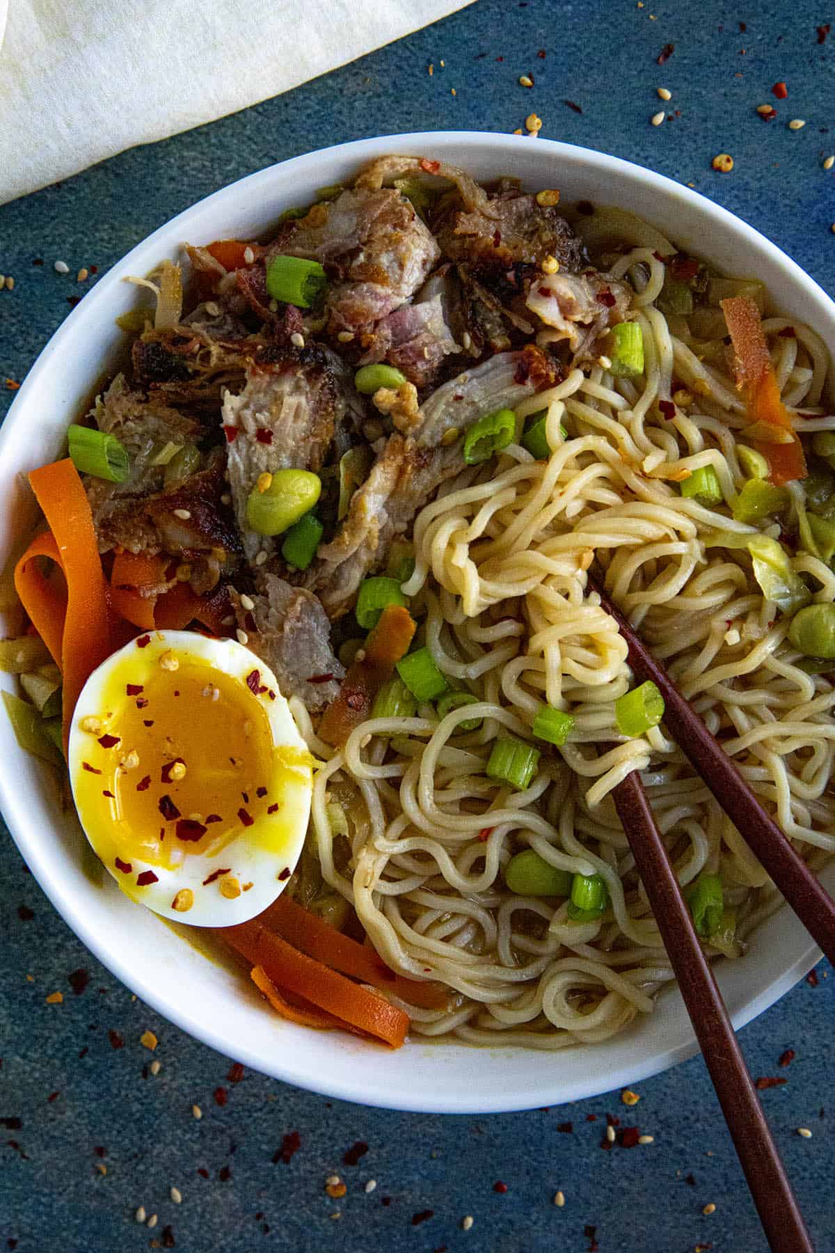 Miso Ramen in a bowl with chopsticks