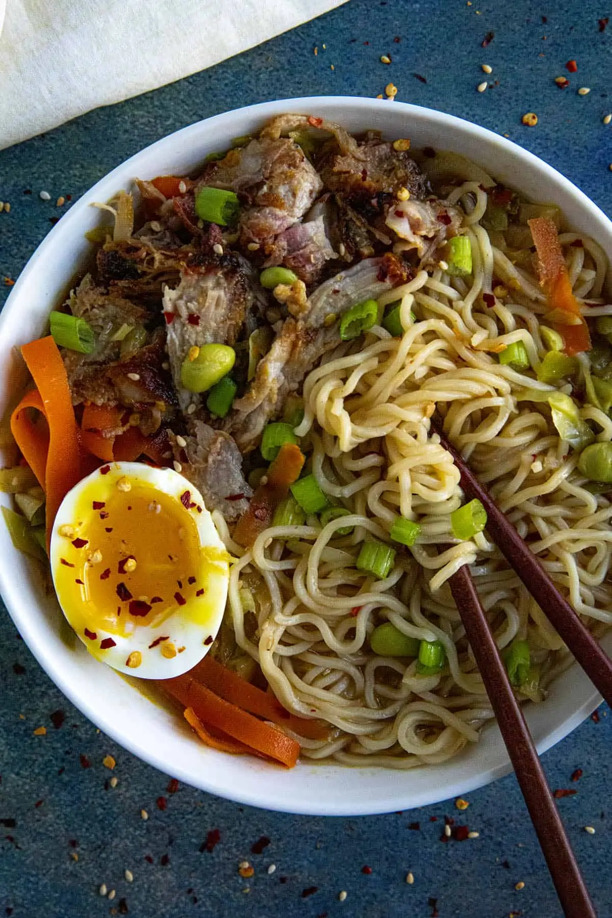 Miso Ramen in a bowl with chopsticks