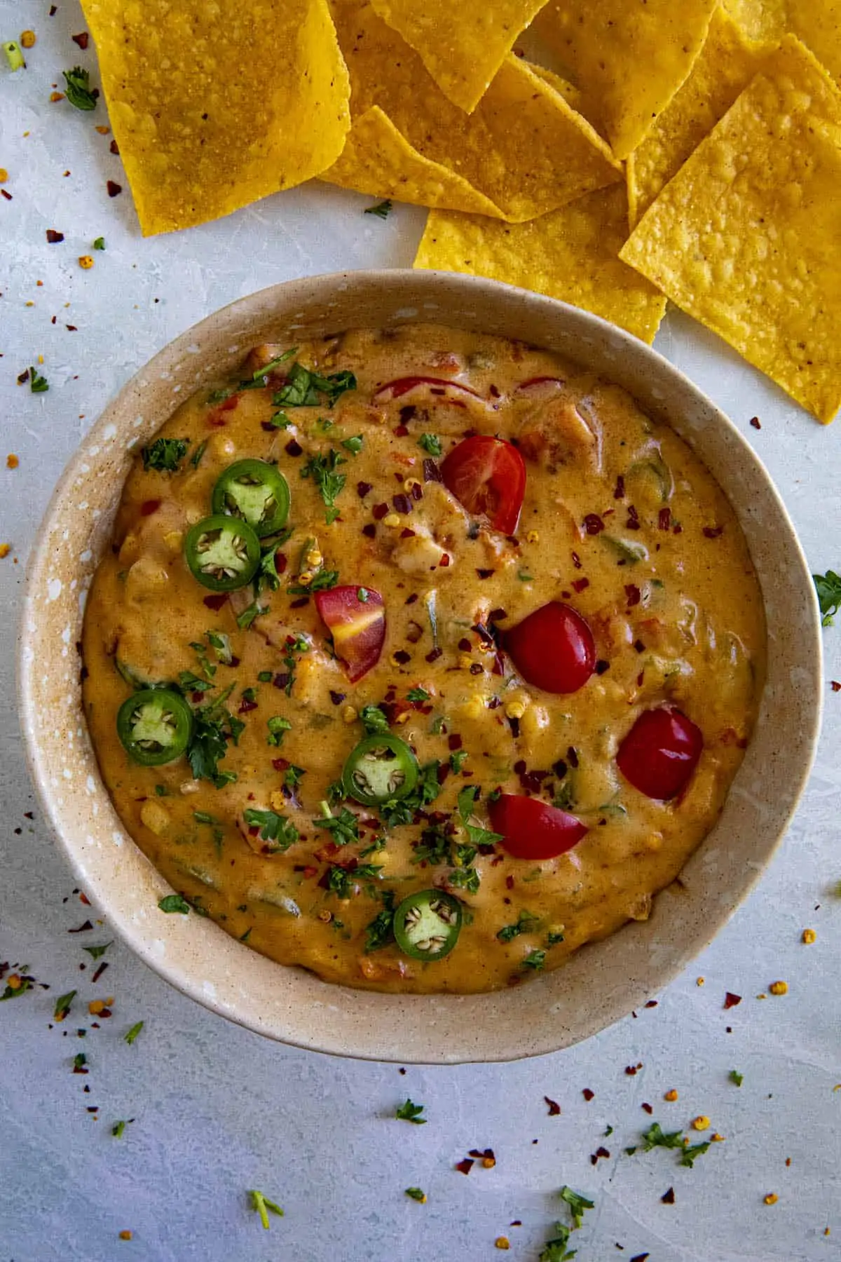 Queso Dip in a bowl.