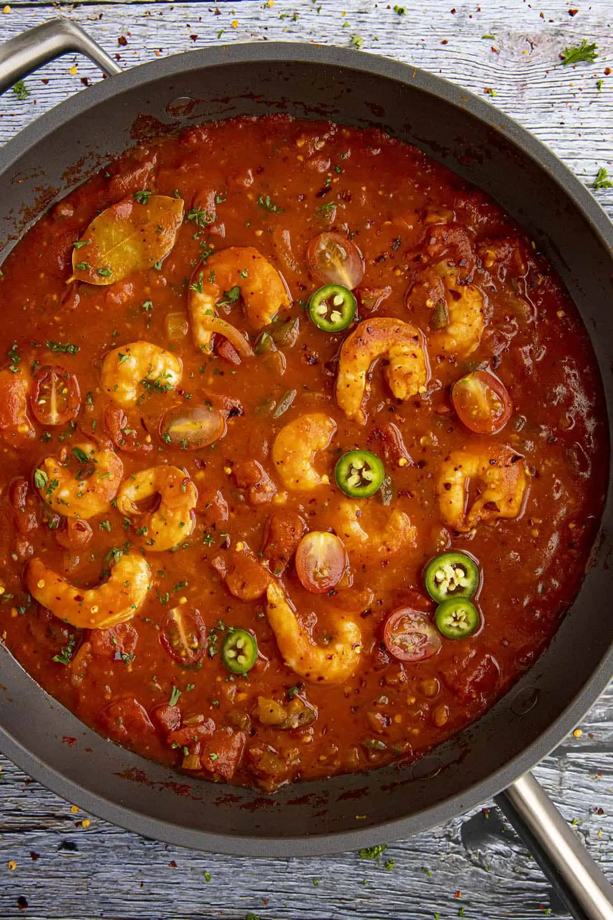 Shrimp Creole in a pan, ready to serve
