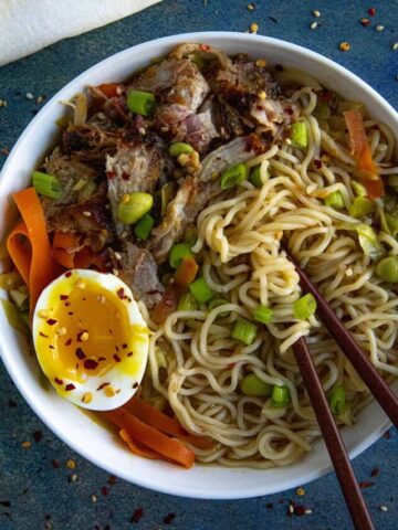 Miso Ramen in a bowl with chopsticks