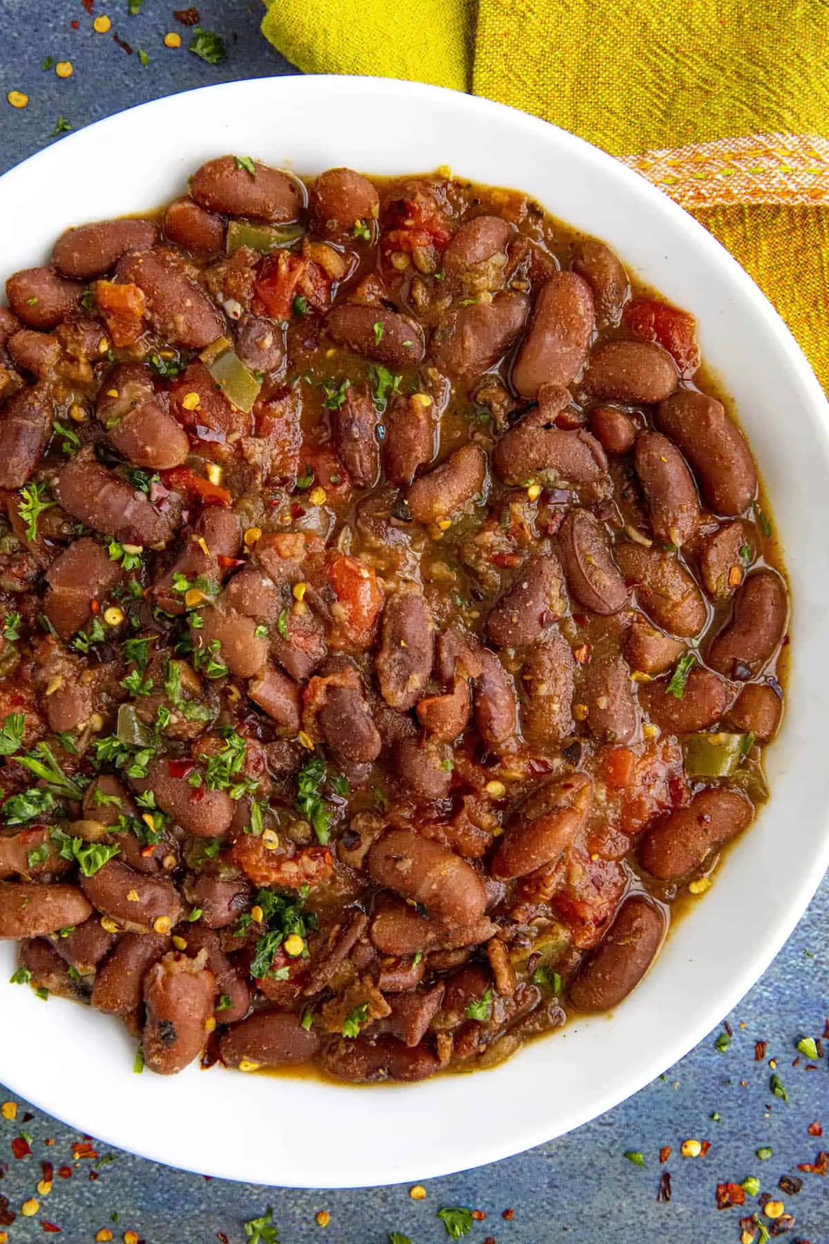 Charro Beans in a bowl, ready to serve