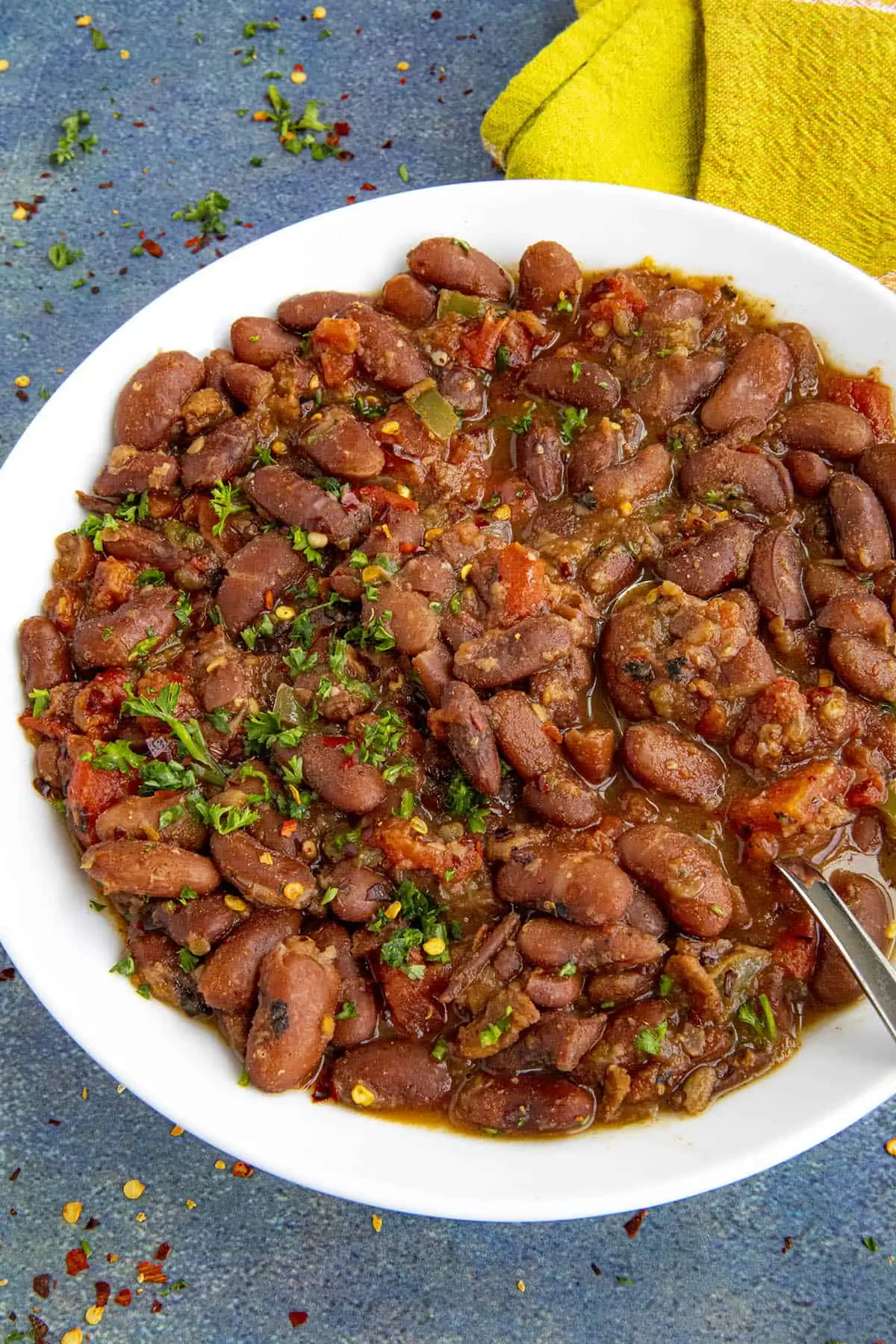 Charro Beans in a bowl, ready to serve