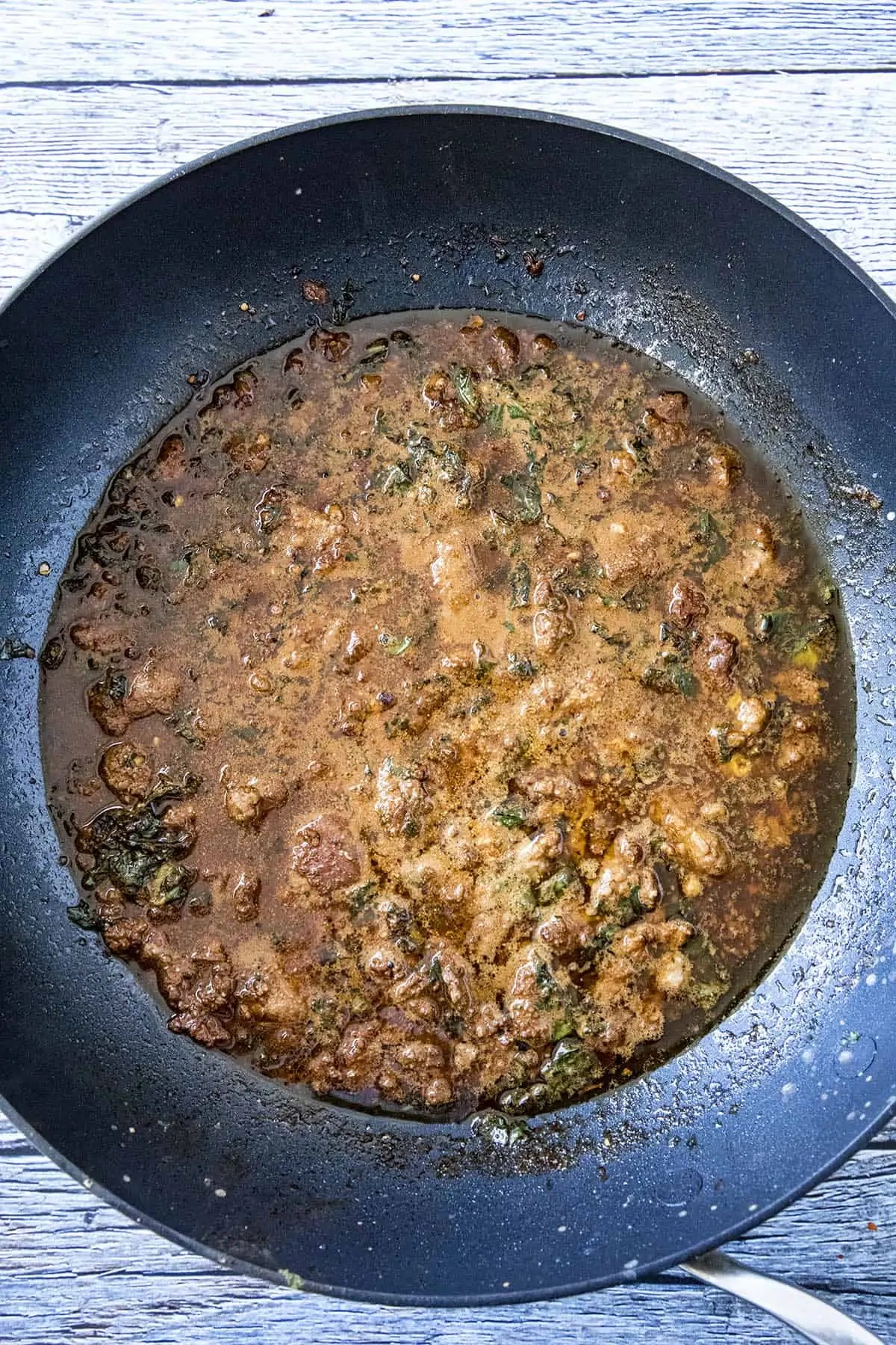 Dan Dan Noodles Sauce in a pan