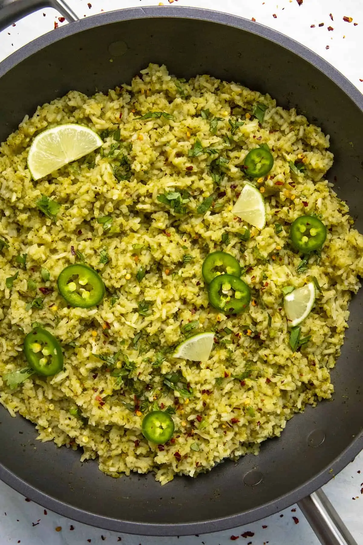 Arroz Verde in a hot pan.