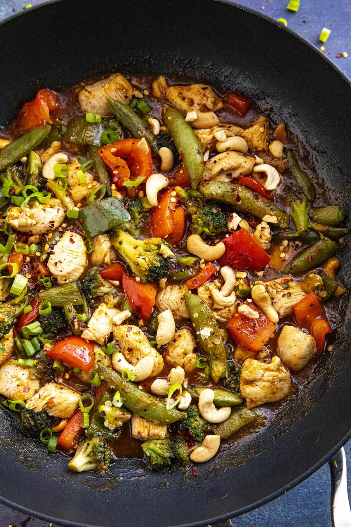 Chicken Stir Fry in a pan.