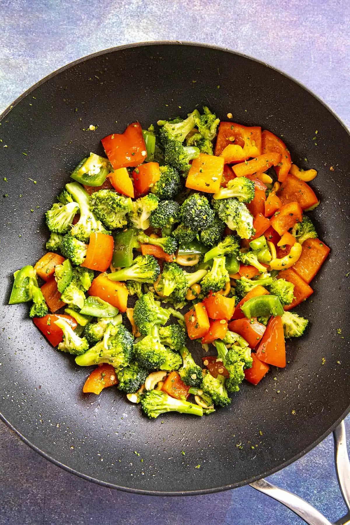 Cooking the vegetables in a hot pan.