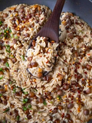 Jamaican Rice and Peas served.