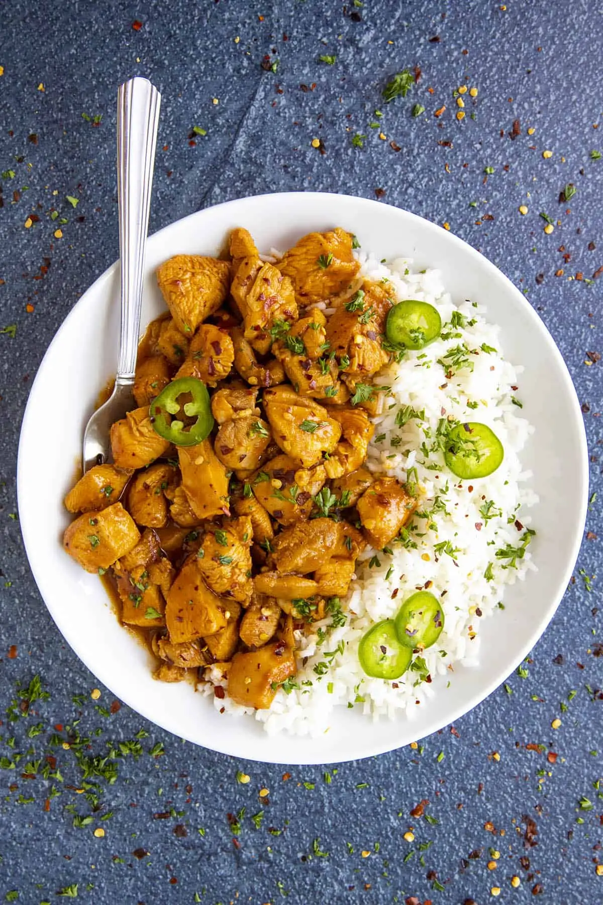 Korean Chicken in a bowl, ready to serve.