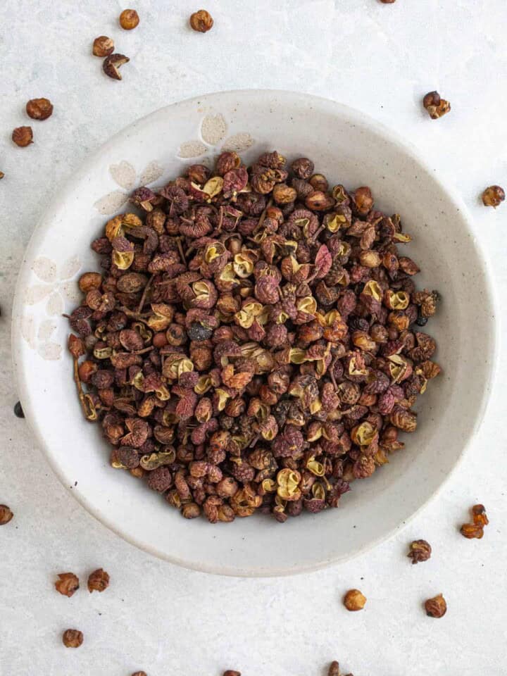 Sichuan peppercorns in a bowl.