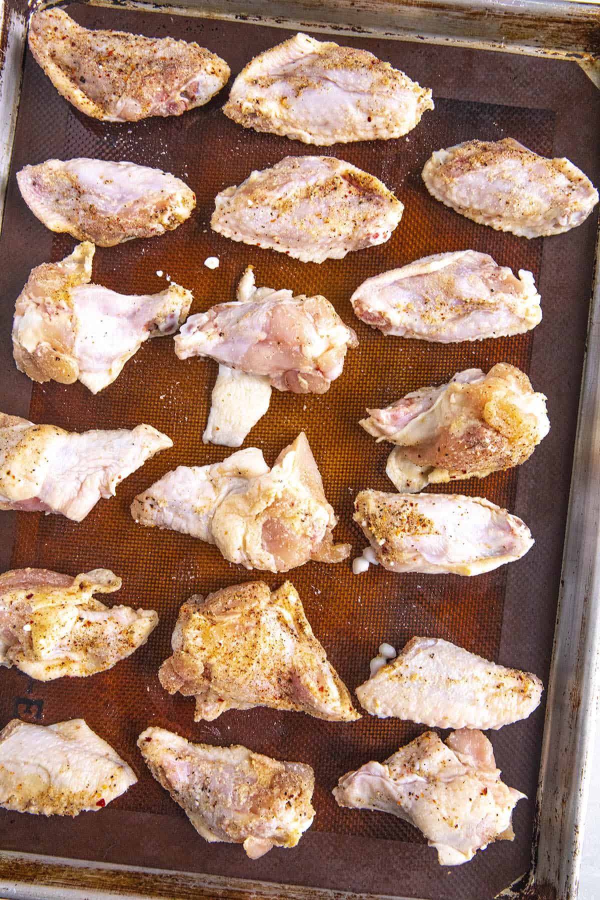 Seasoned Chicken wings ready for the oven